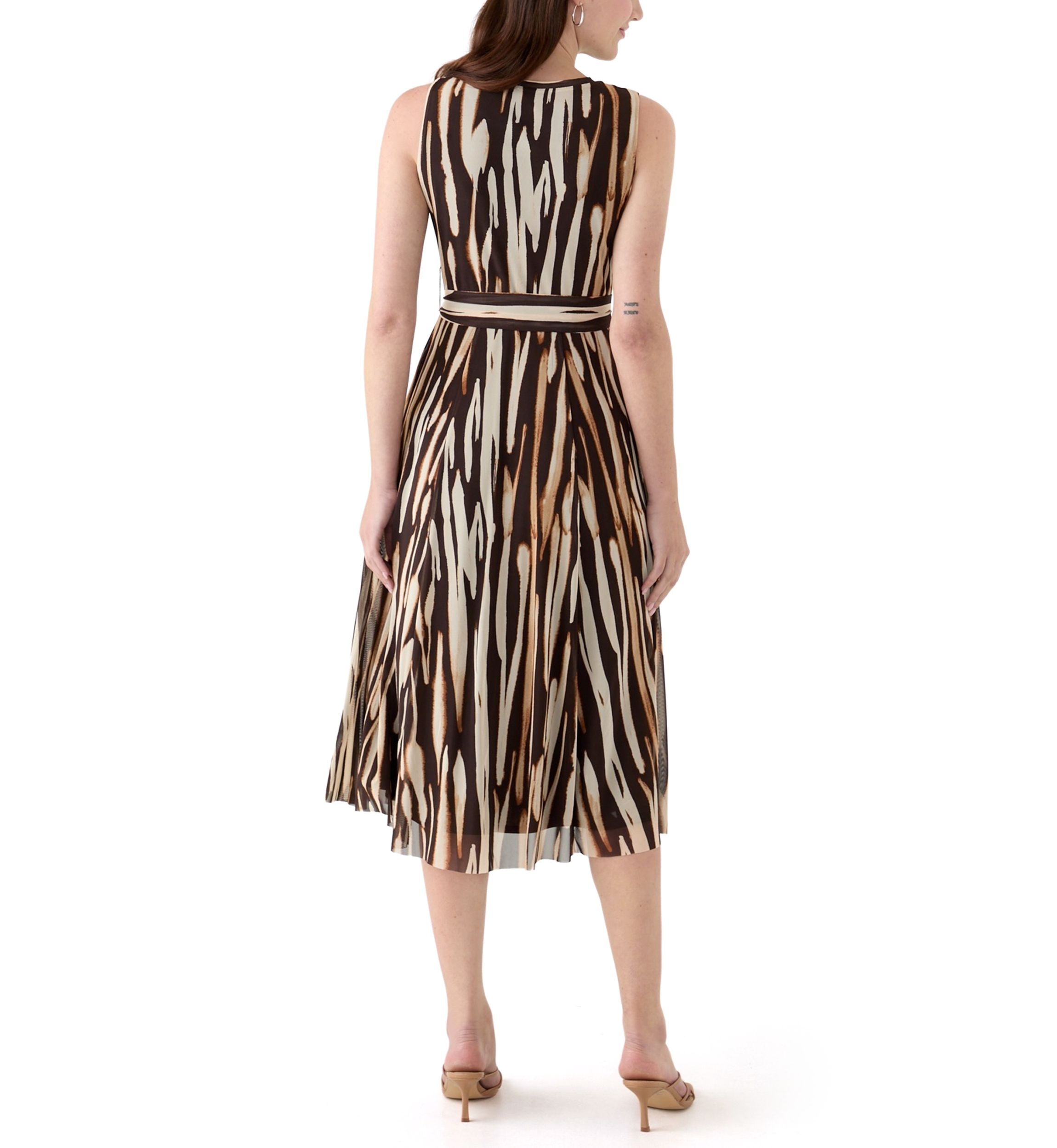 Womens Printed Mesh Midi Dress