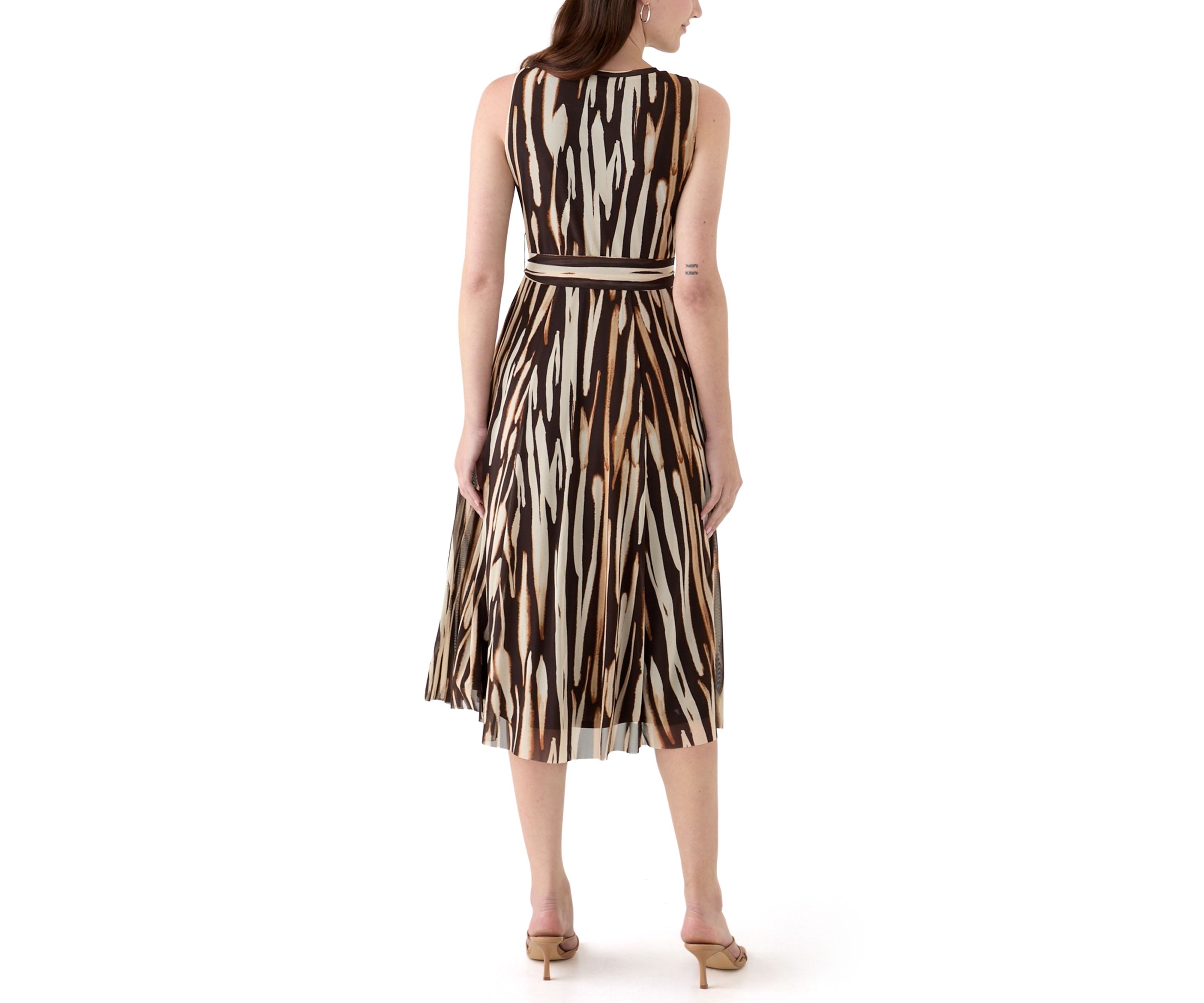 Womens Printed Mesh Midi Dress
