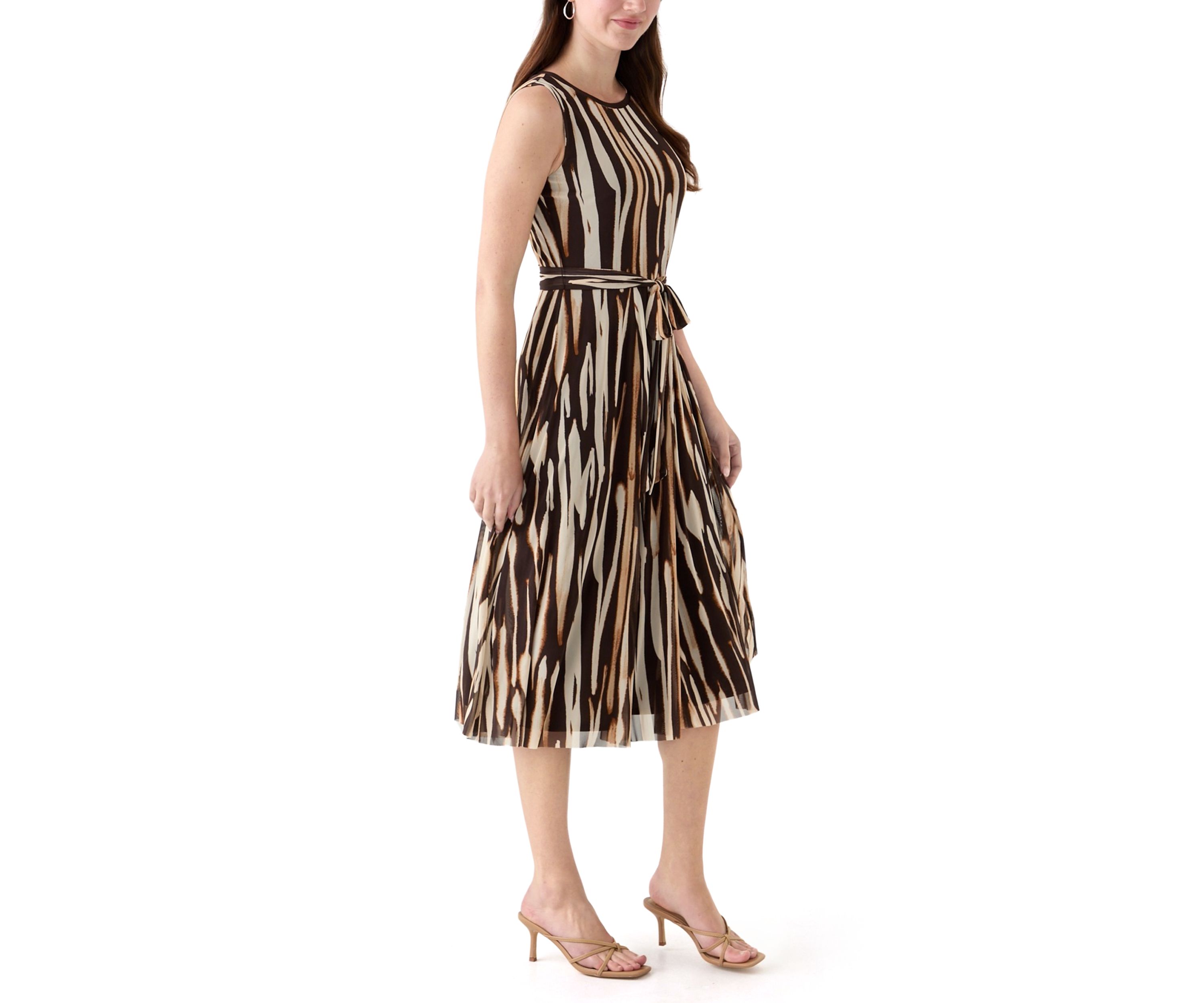 Womens Printed Mesh Midi Dress