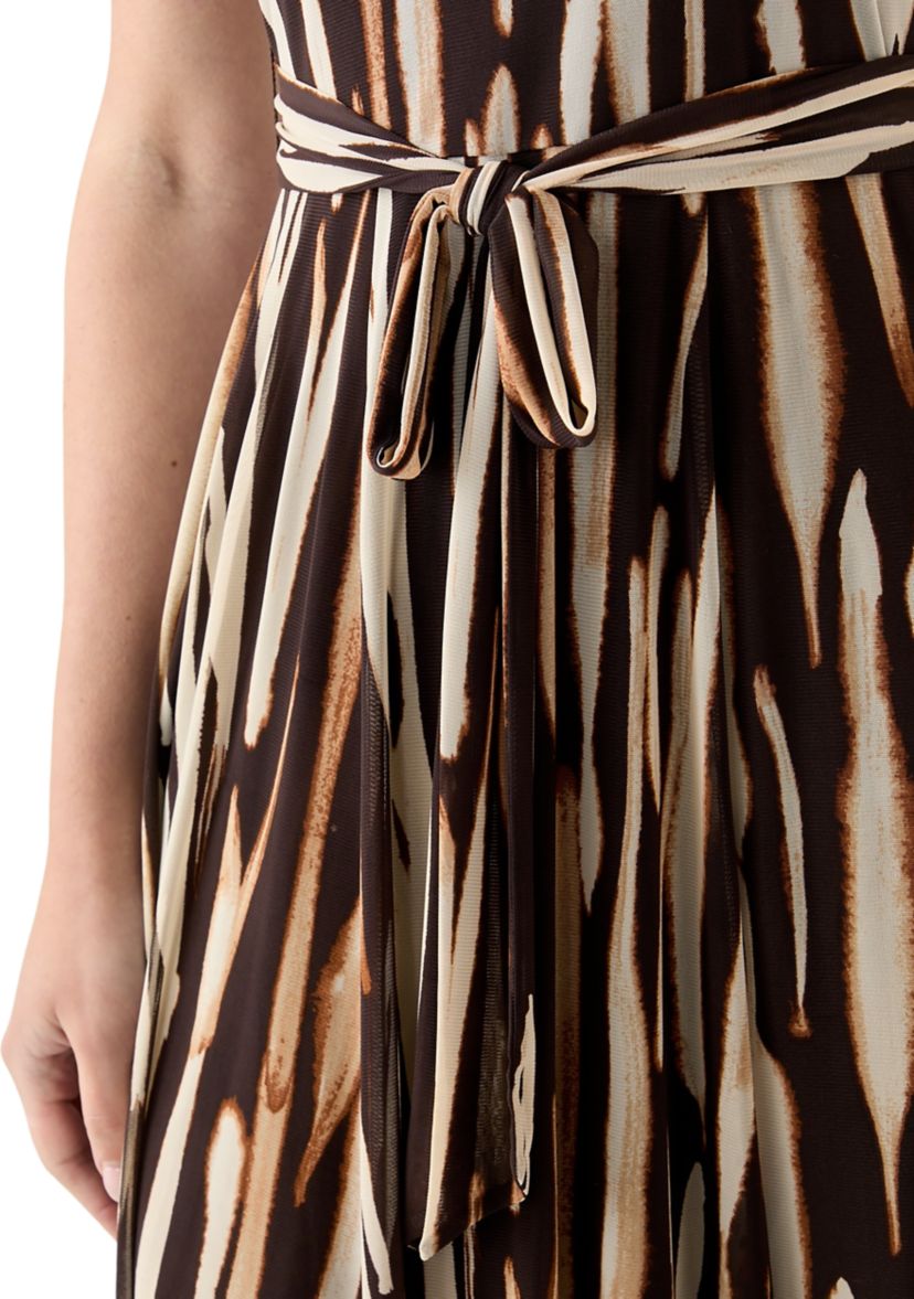 Womens Printed Mesh Midi Dress