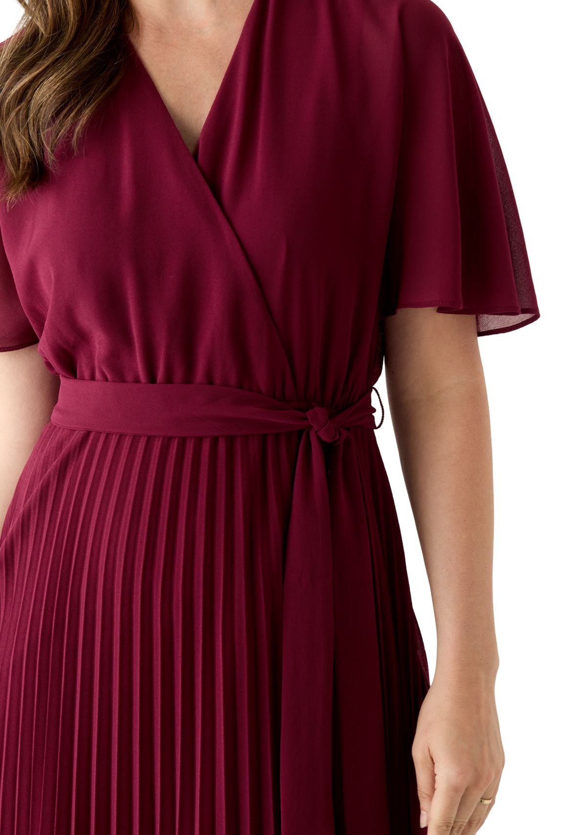 Womens V-Neck Solid Chiffon Maxi Dress