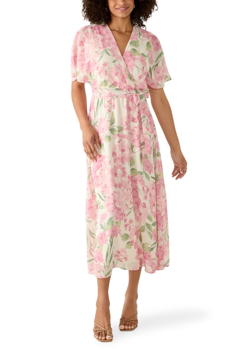 Sandra Darren Women's Floral Chiffon Midi Dress | Belk