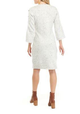 Women's Button Flare Sleeve Sweater Dress