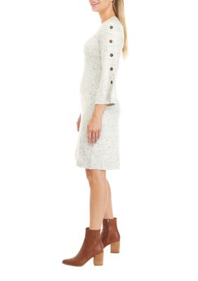 Women's Button Flare Sleeve Sweater Dress