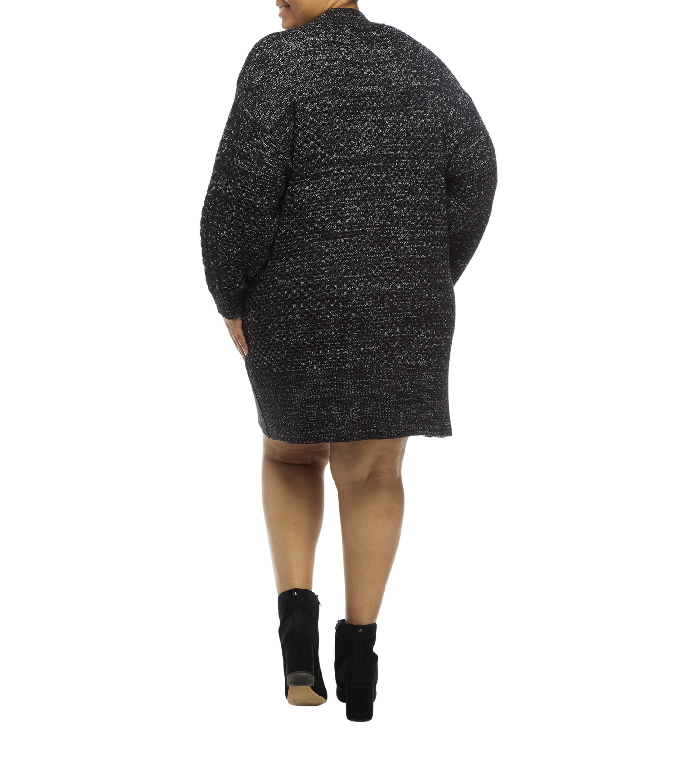 Plus Size Mock Neck Mix Stitch Shift Sweater Dress