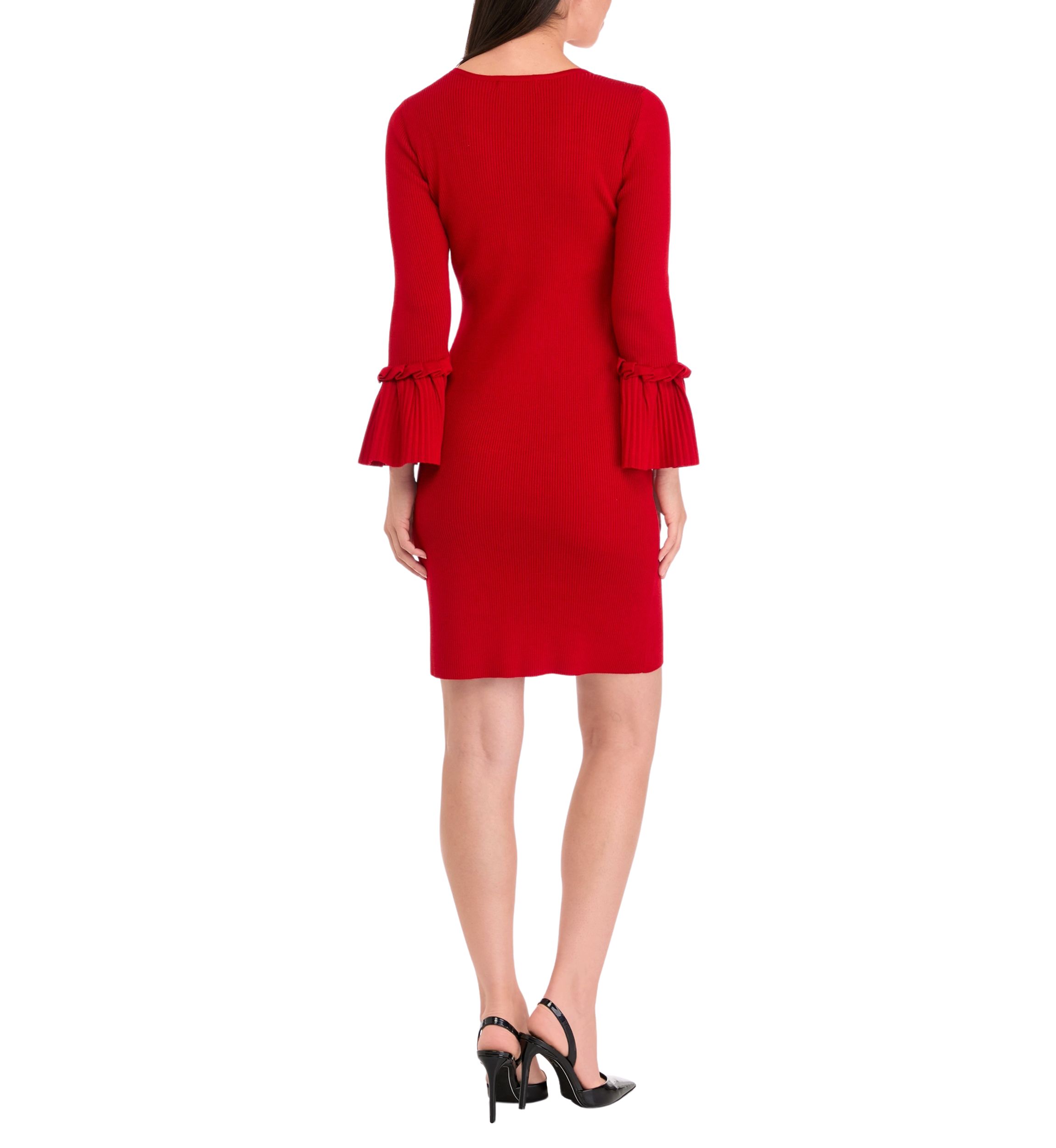 Womens Bell Sleeve Sweater Sheath Dress