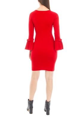 Women's Solid Sheath Sweater Dress