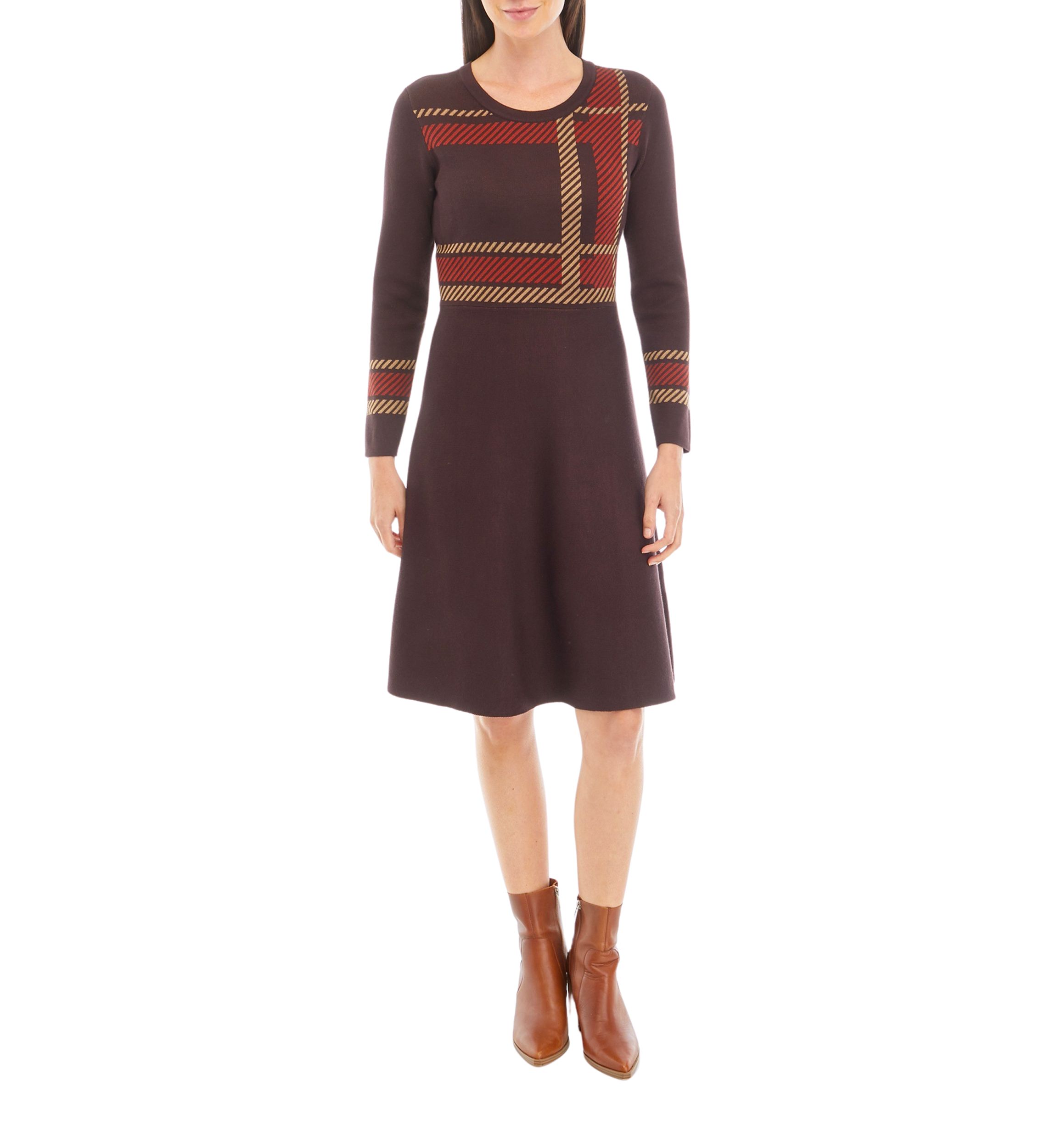Womens Plaid Fit and Flare Dress