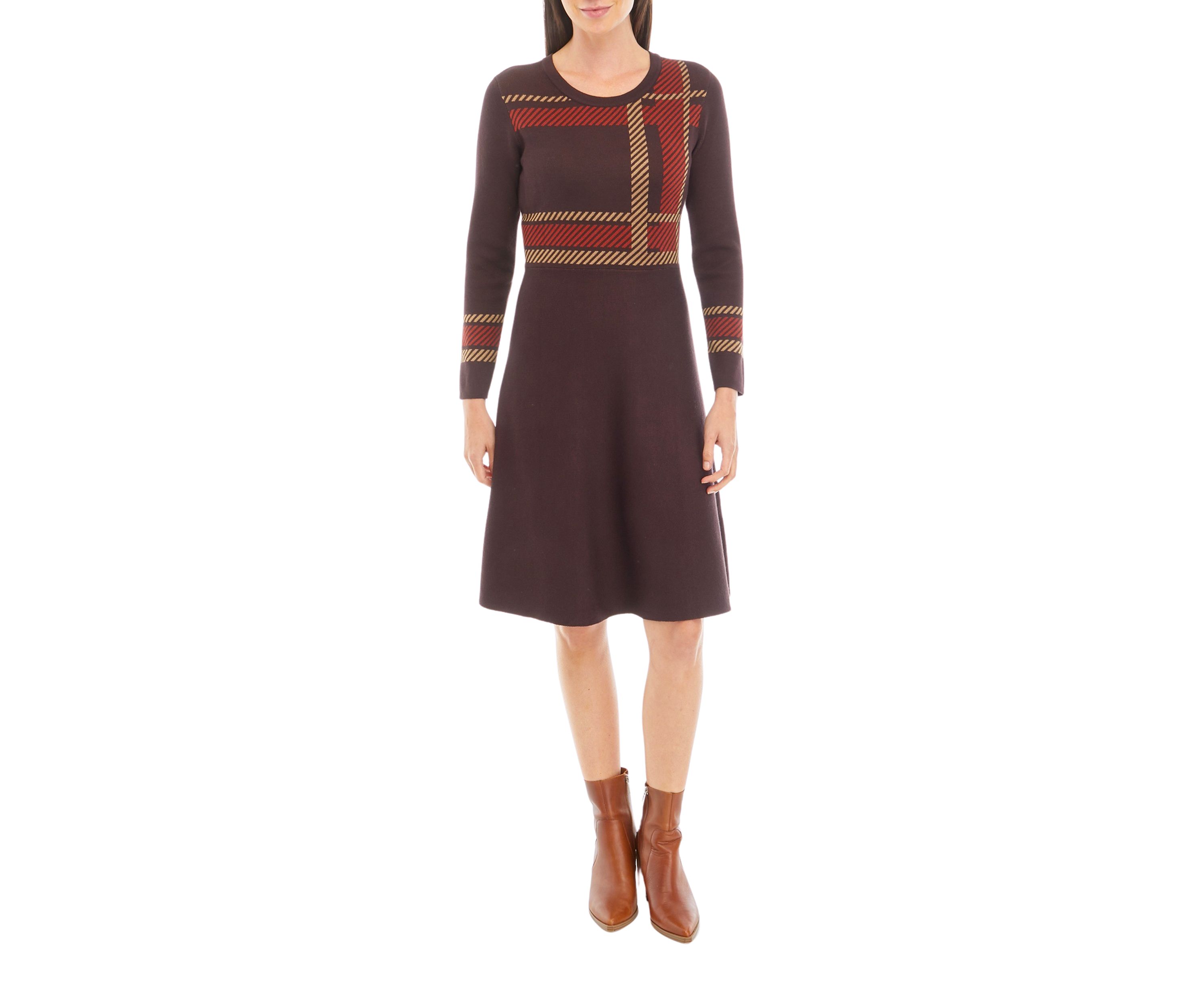 Womens Plaid Fit and Flare Dress