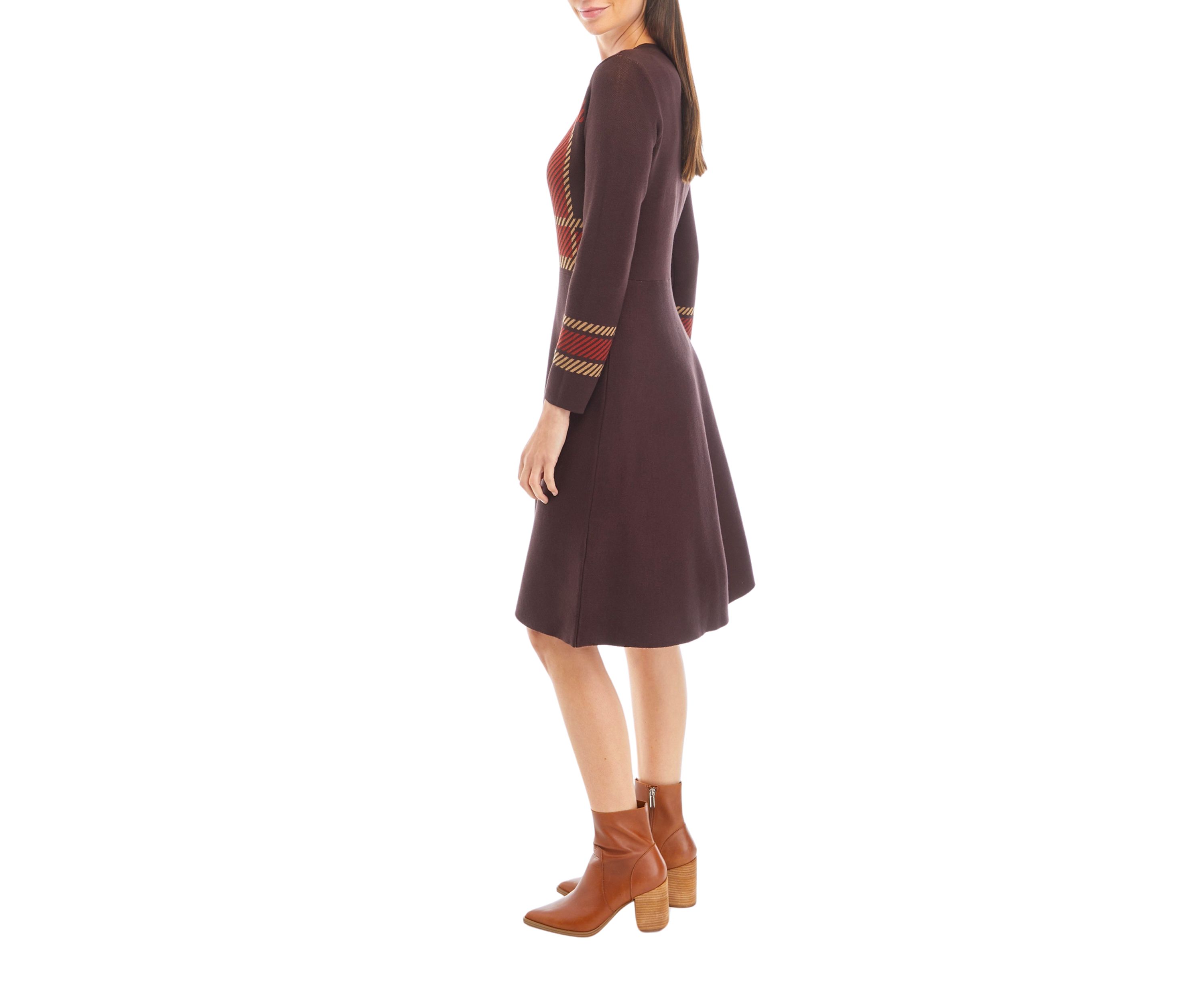 Womens Plaid Fit and Flare Dress