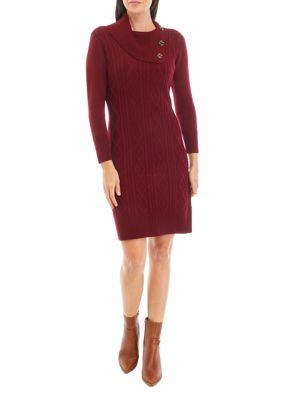 Women's Envelope Cable Knit Sheath Dress