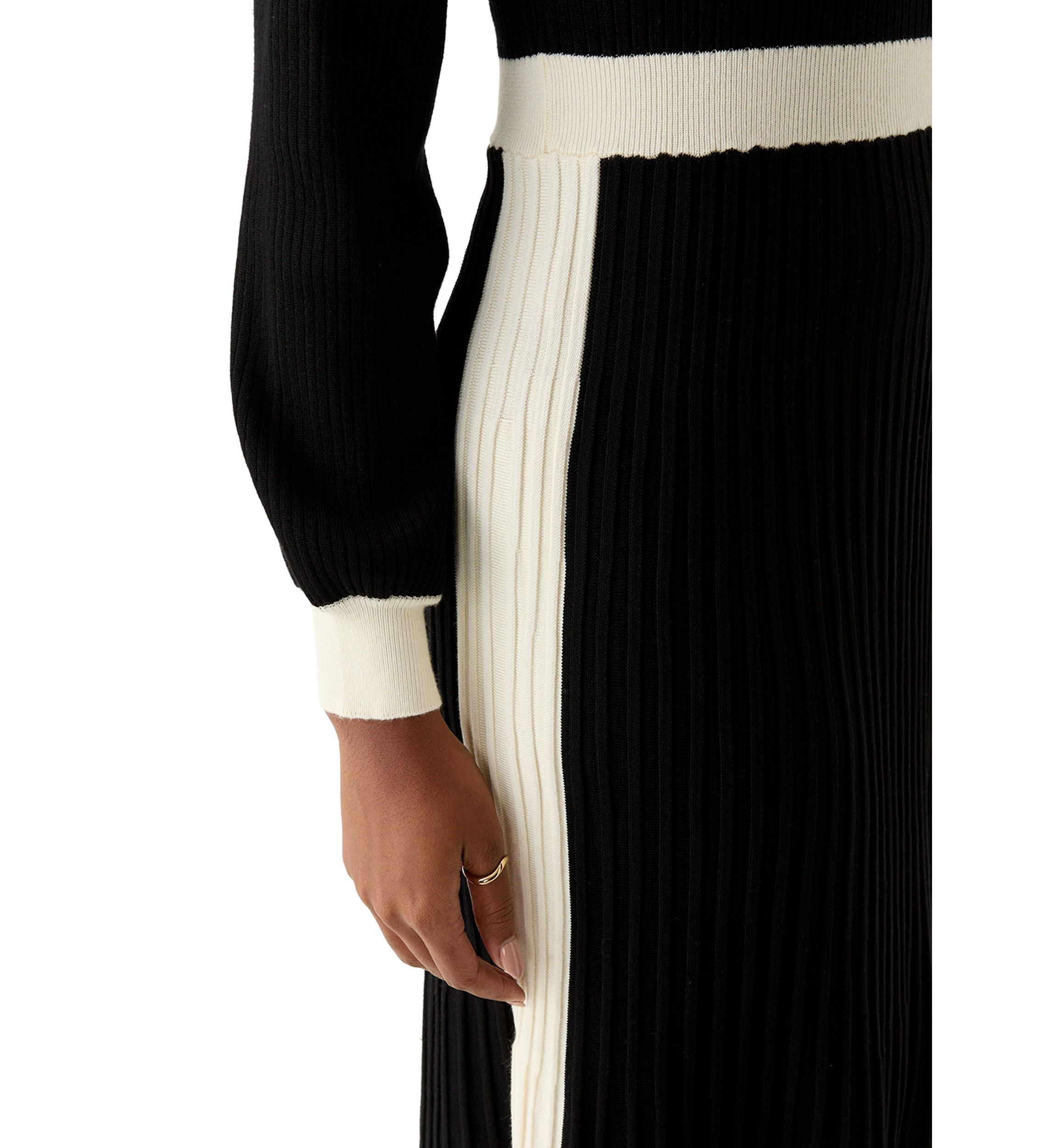Womens Long Sleeve Mock Neck Square Print Button Slit A-Line Sweater Dress
