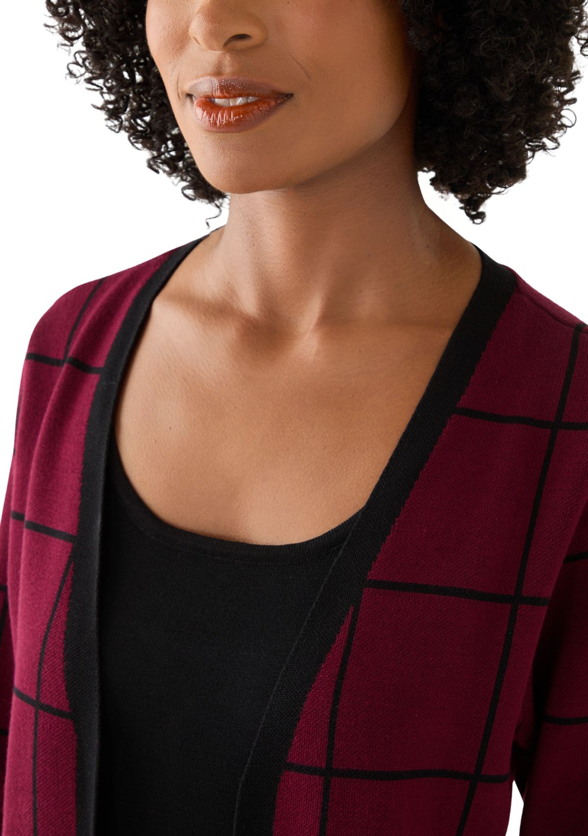 Womens Crew Neck Layered Plaid Sweater Dress