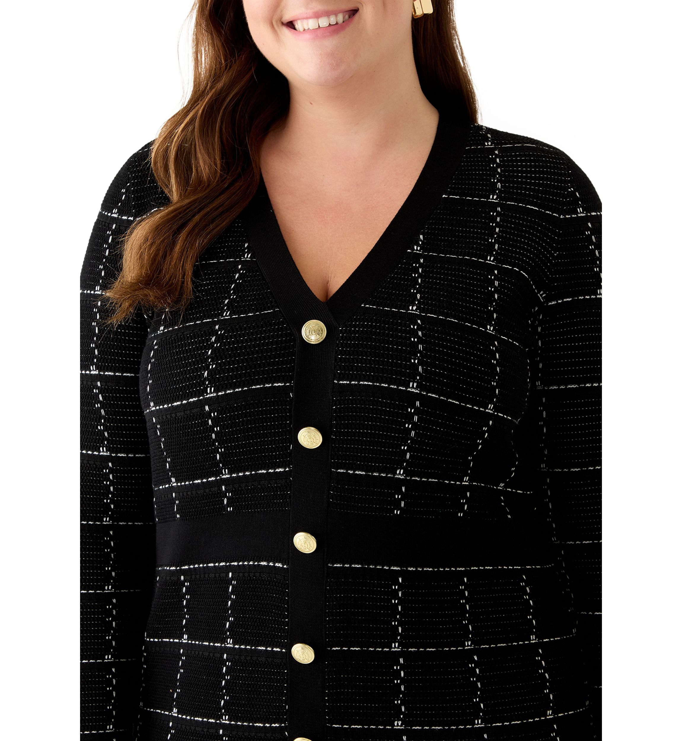 Plus Size V-Neck Solid Geo Print Sweater Dress