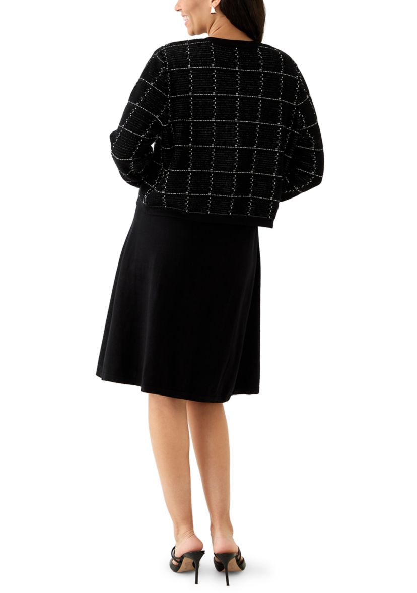 Womens 3/4 Sleeve Crew Neck Sweater Jacket