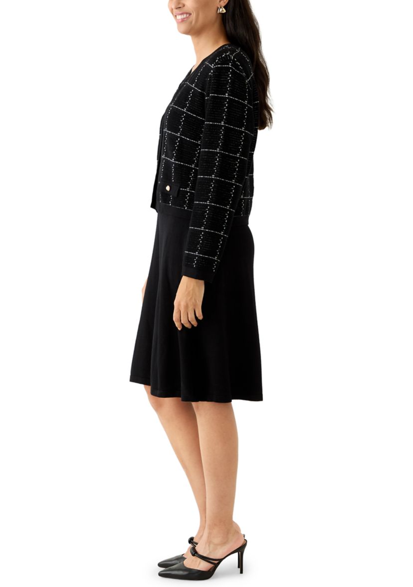 Womens 3/4 Sleeve Crew Neck Sweater Jacket