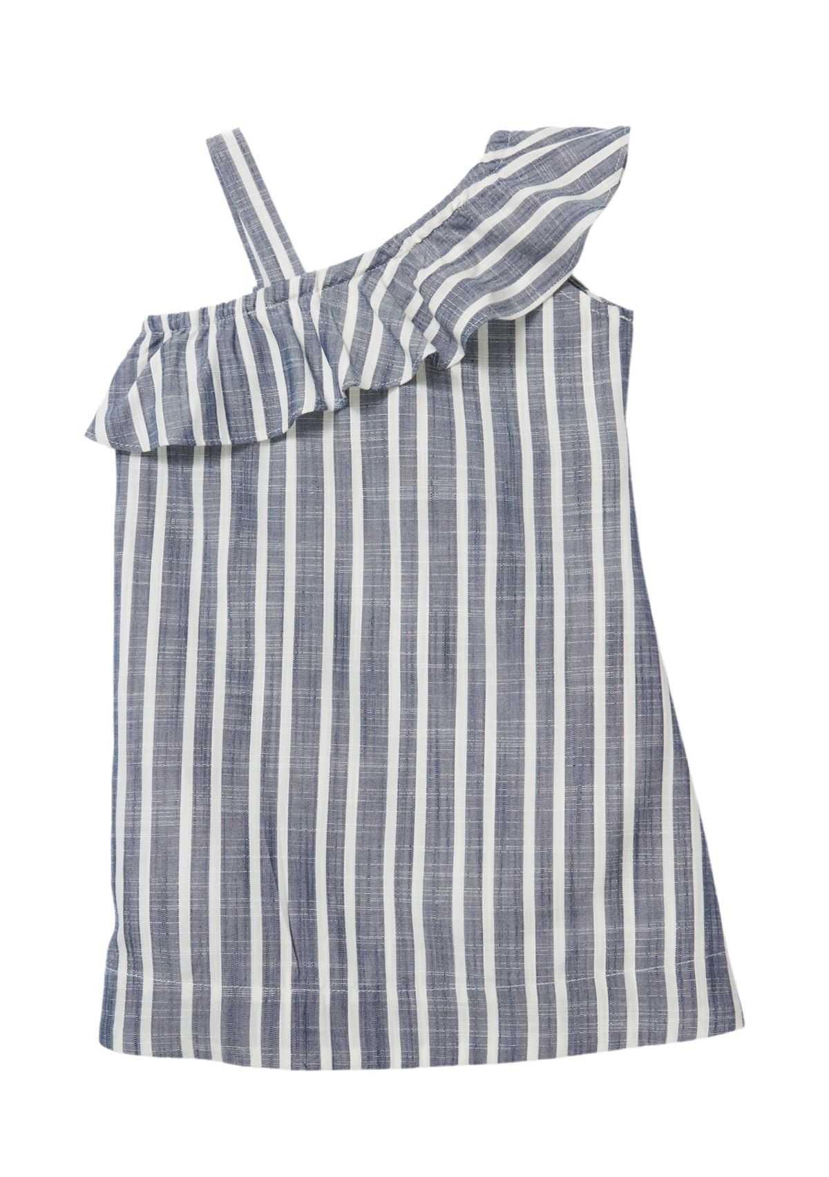 Toddler Girls One Shoulder Linen Striped Dress