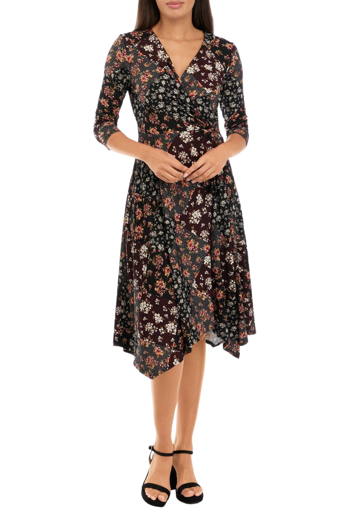 Womens Floral Printed Fit and Flare Dress