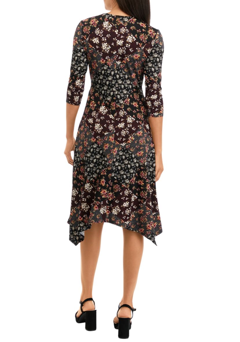 Womens Floral Printed Fit and Flare Dress