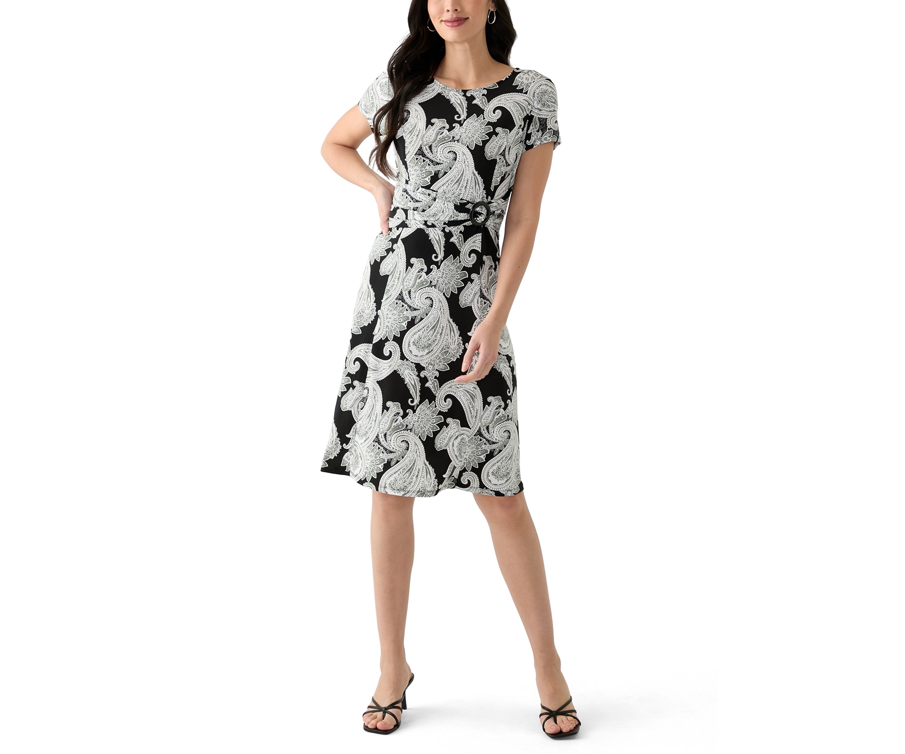 Perceptions Women's Short Sleeve Paisley Print Dress Belk