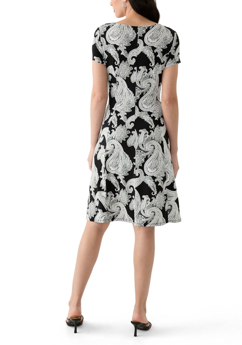 Womens Short Sleeve Paisley Print Dress