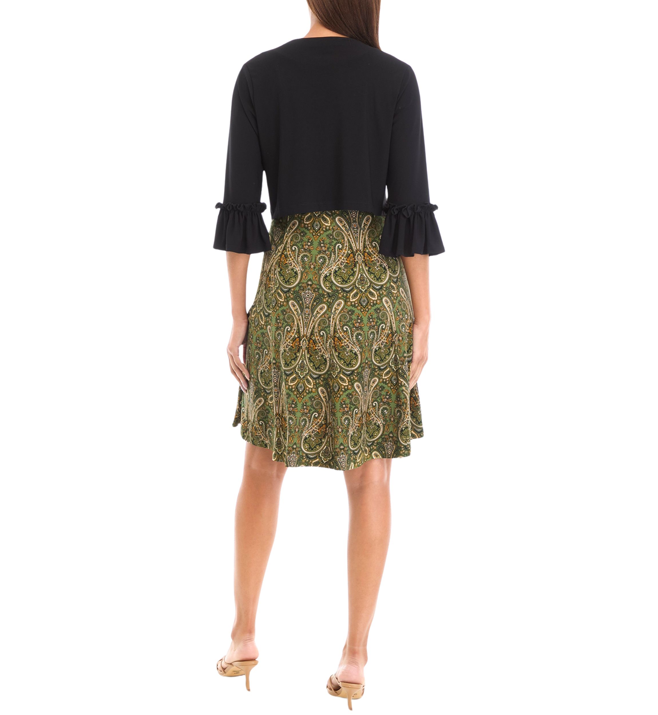 Womens 3/4 Sleeve Paisley Print Jacket Dress