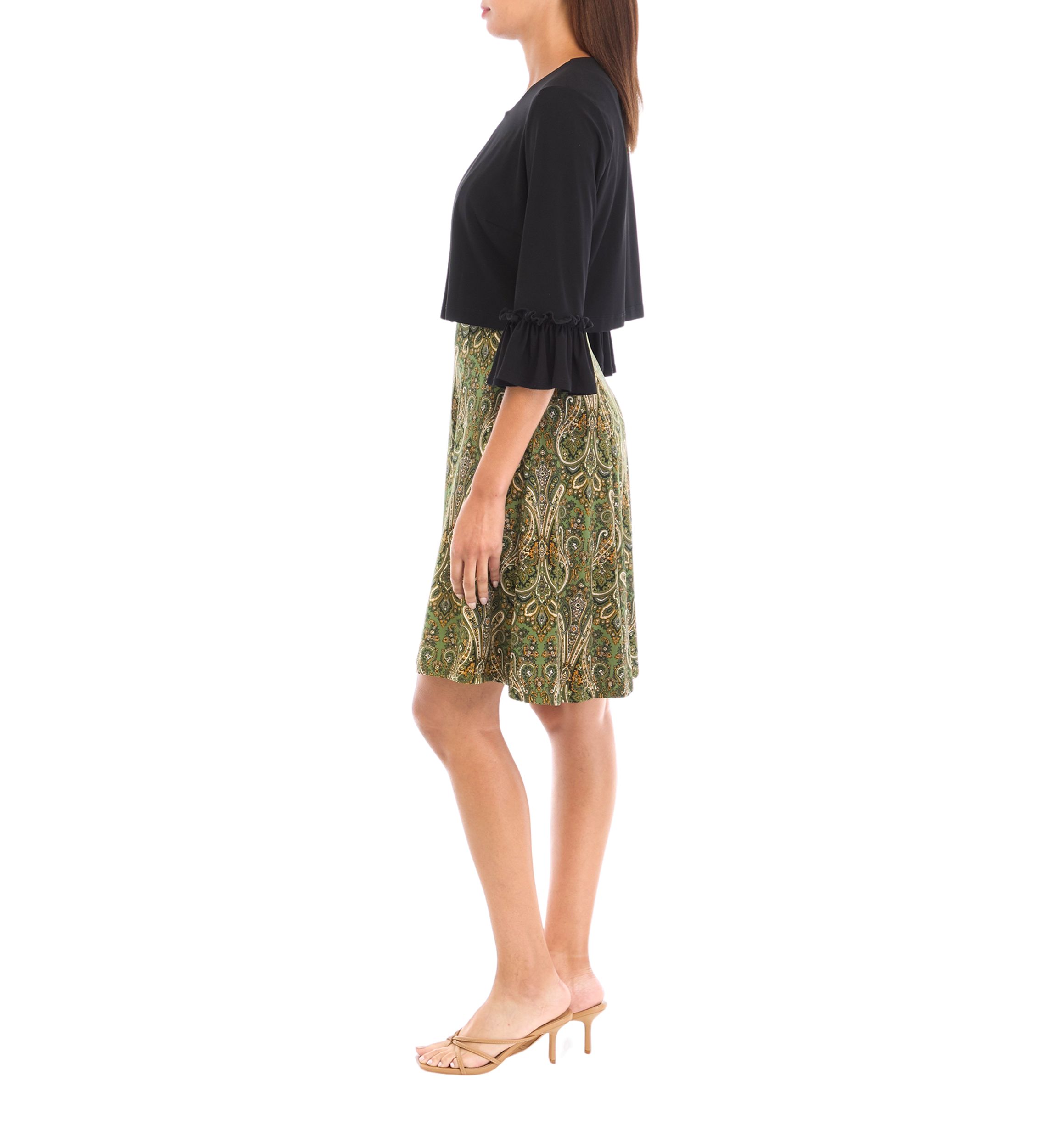 Womens 3/4 Sleeve Paisley Print Jacket Dress
