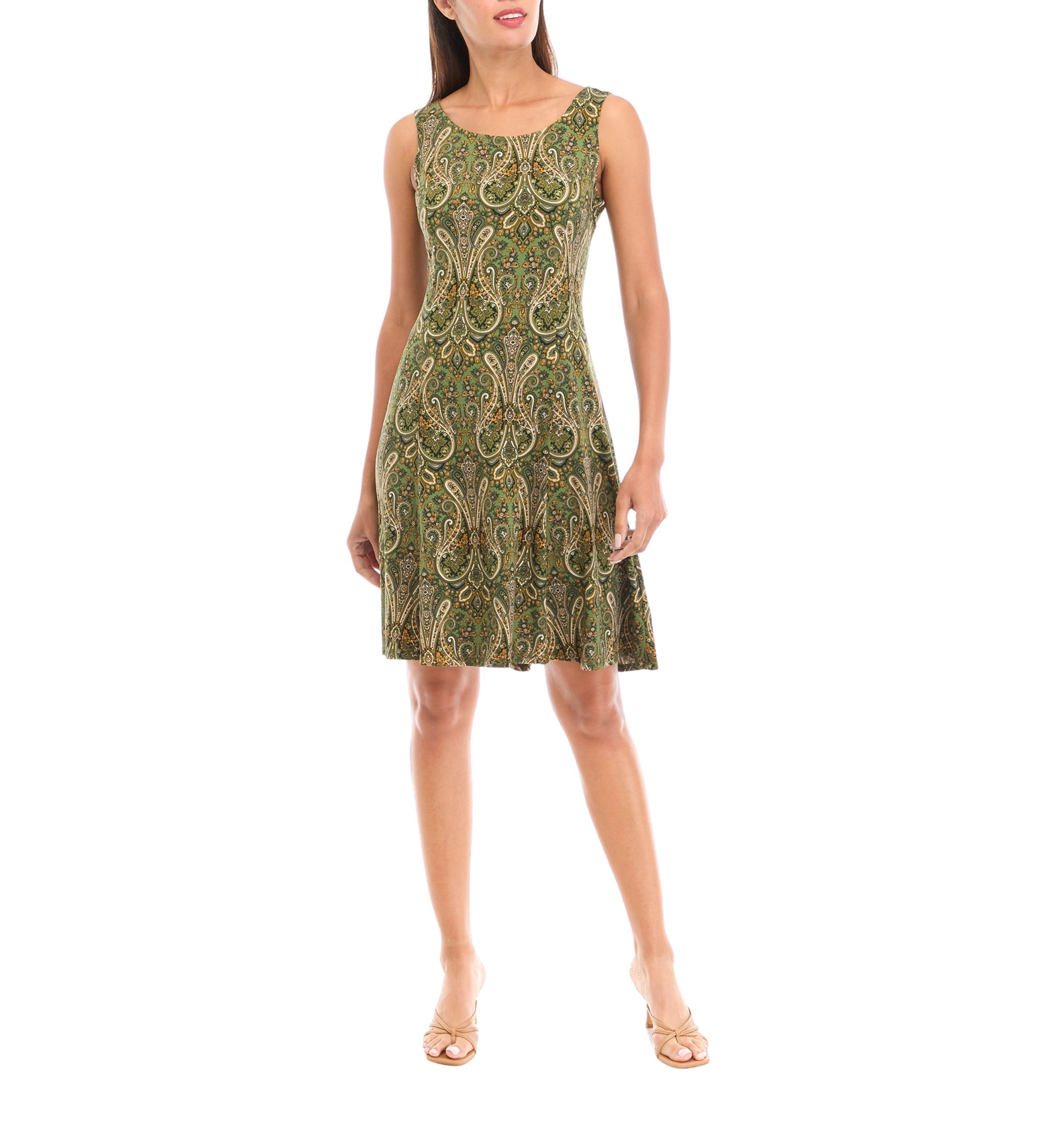 Womens 3/4 Sleeve Paisley Print Jacket Dress