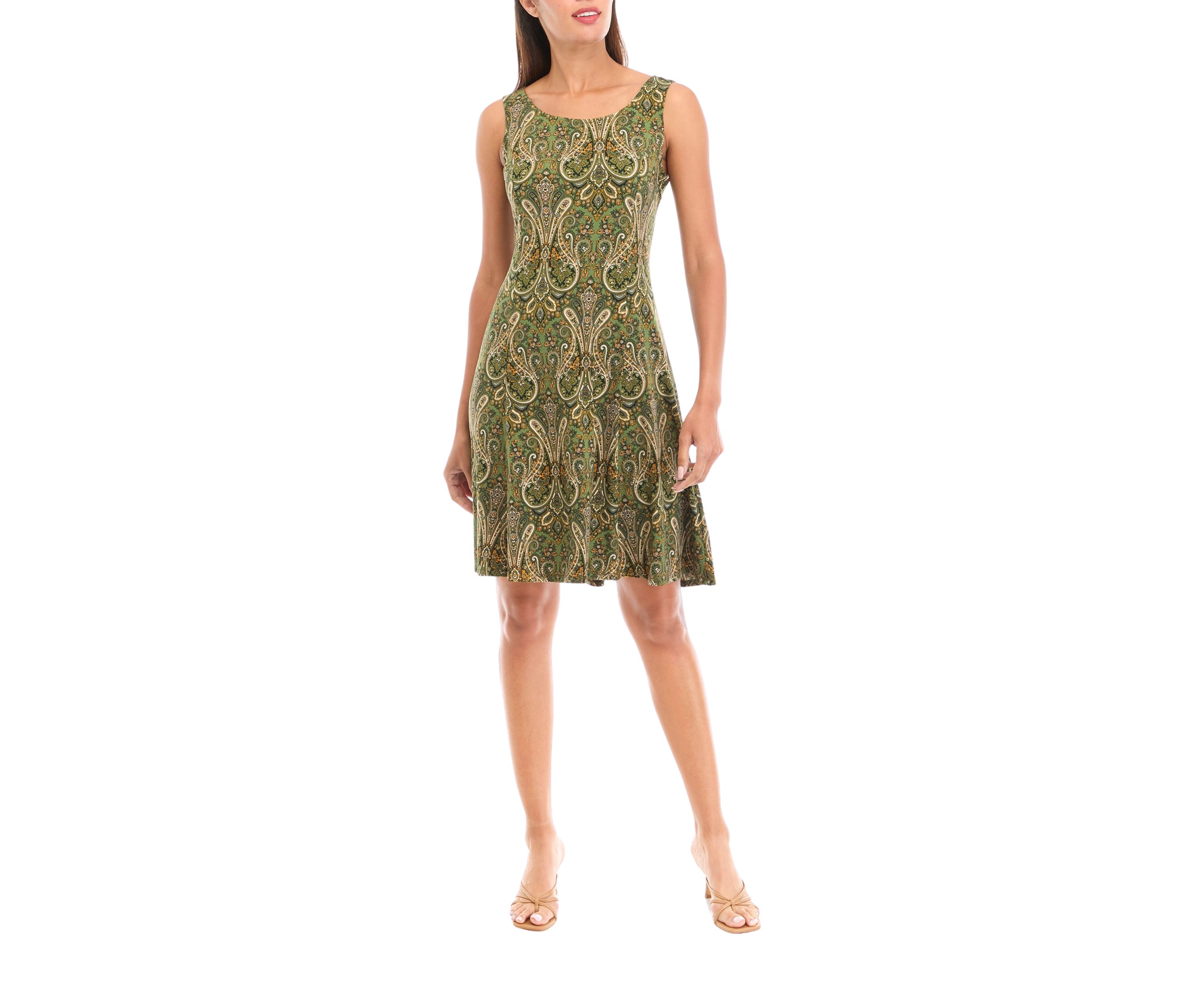 Womens 3/4 Sleeve Paisley Print Jacket Dress