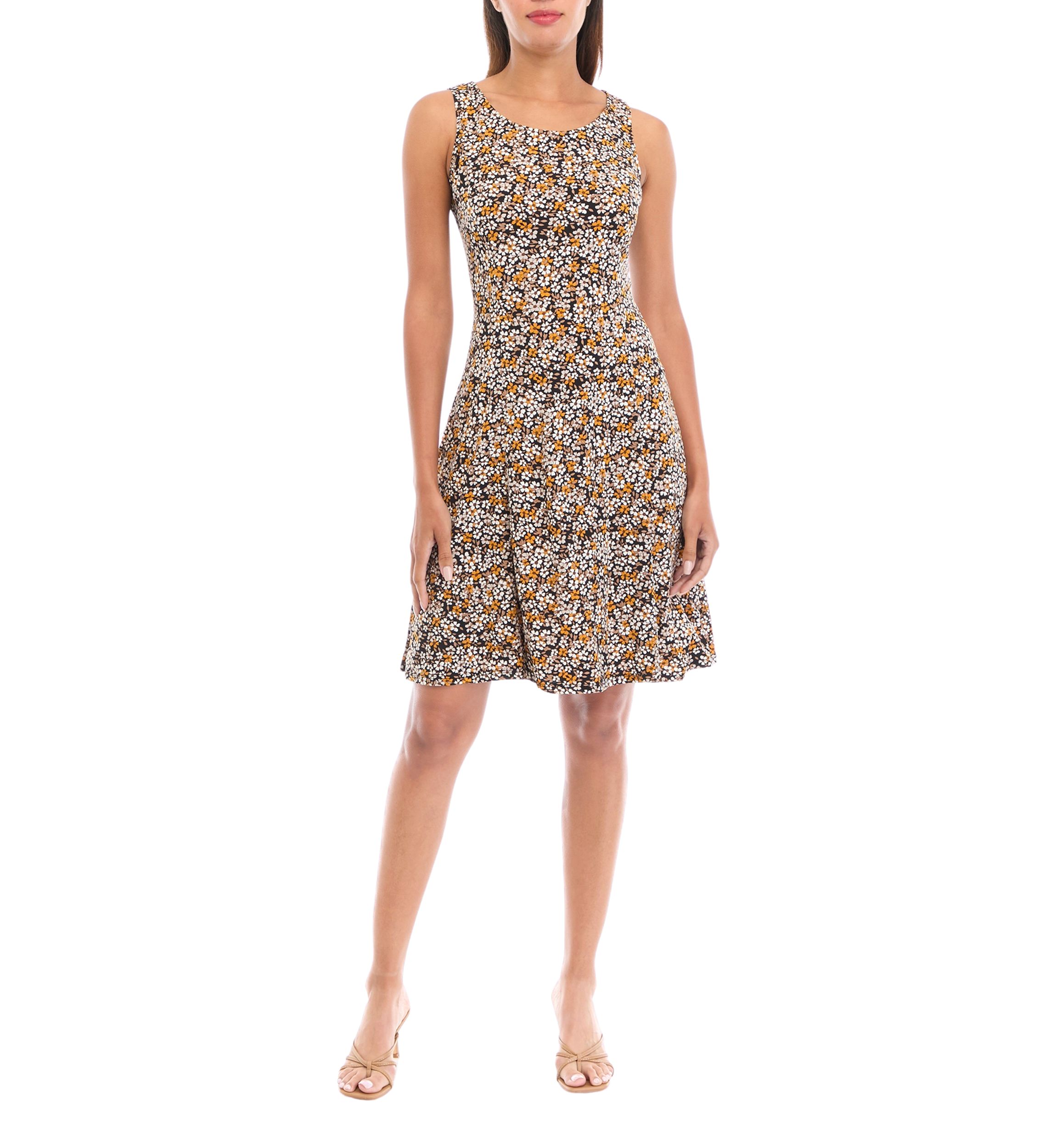 Womens 3/4 Sleeve Printed Crew Neck Jacket Dress