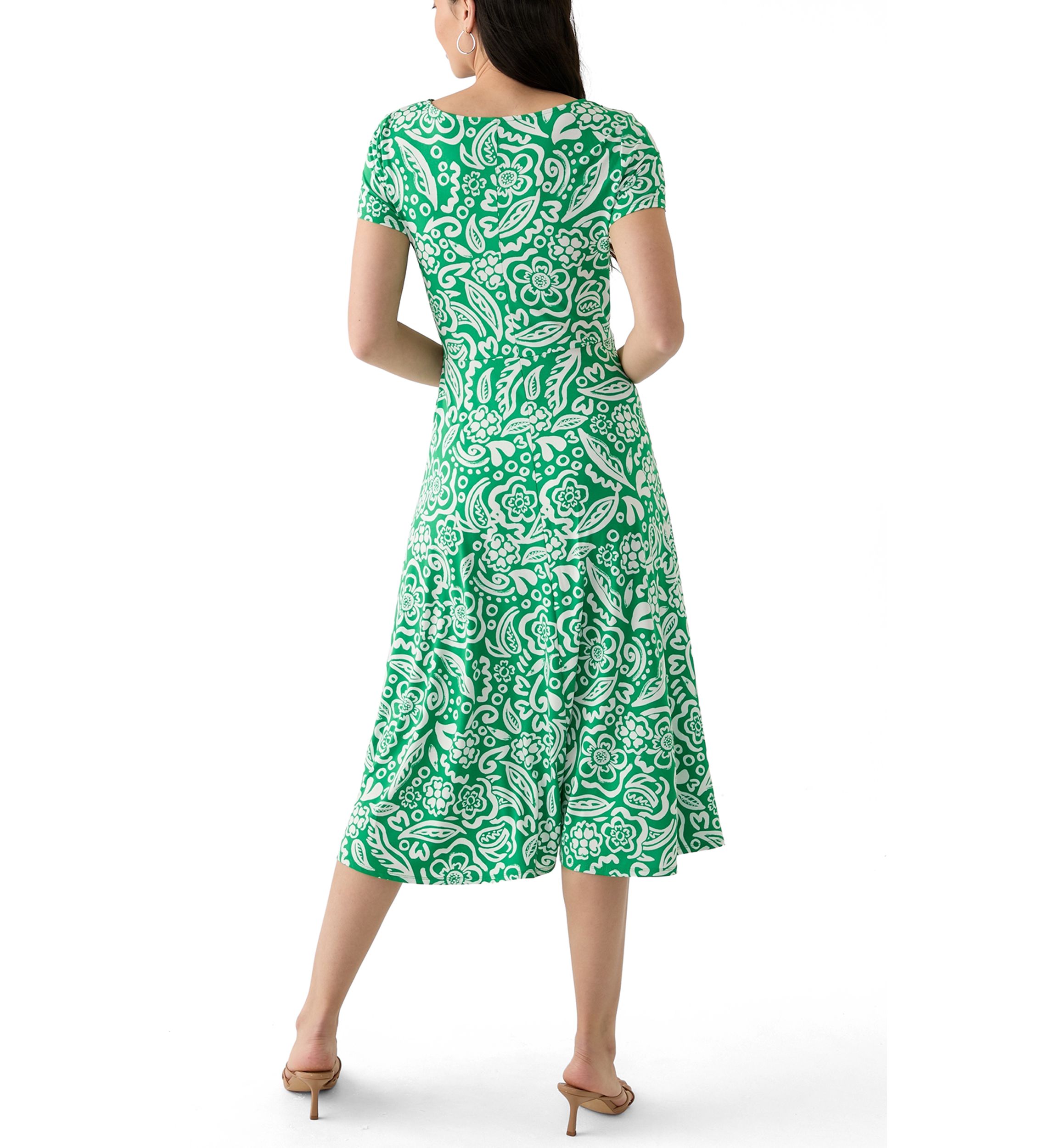 Womens Short Sleeve Paisley Print Midi Dress
