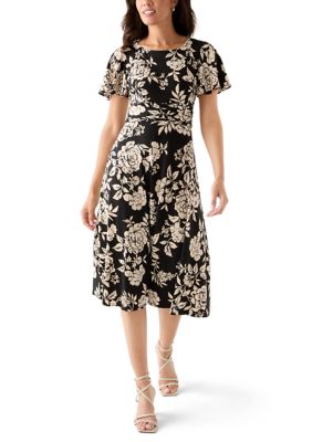 slim fit dress slacks Fate: First Hand Coral Orange Floral Midi Dress  Shop the Mint