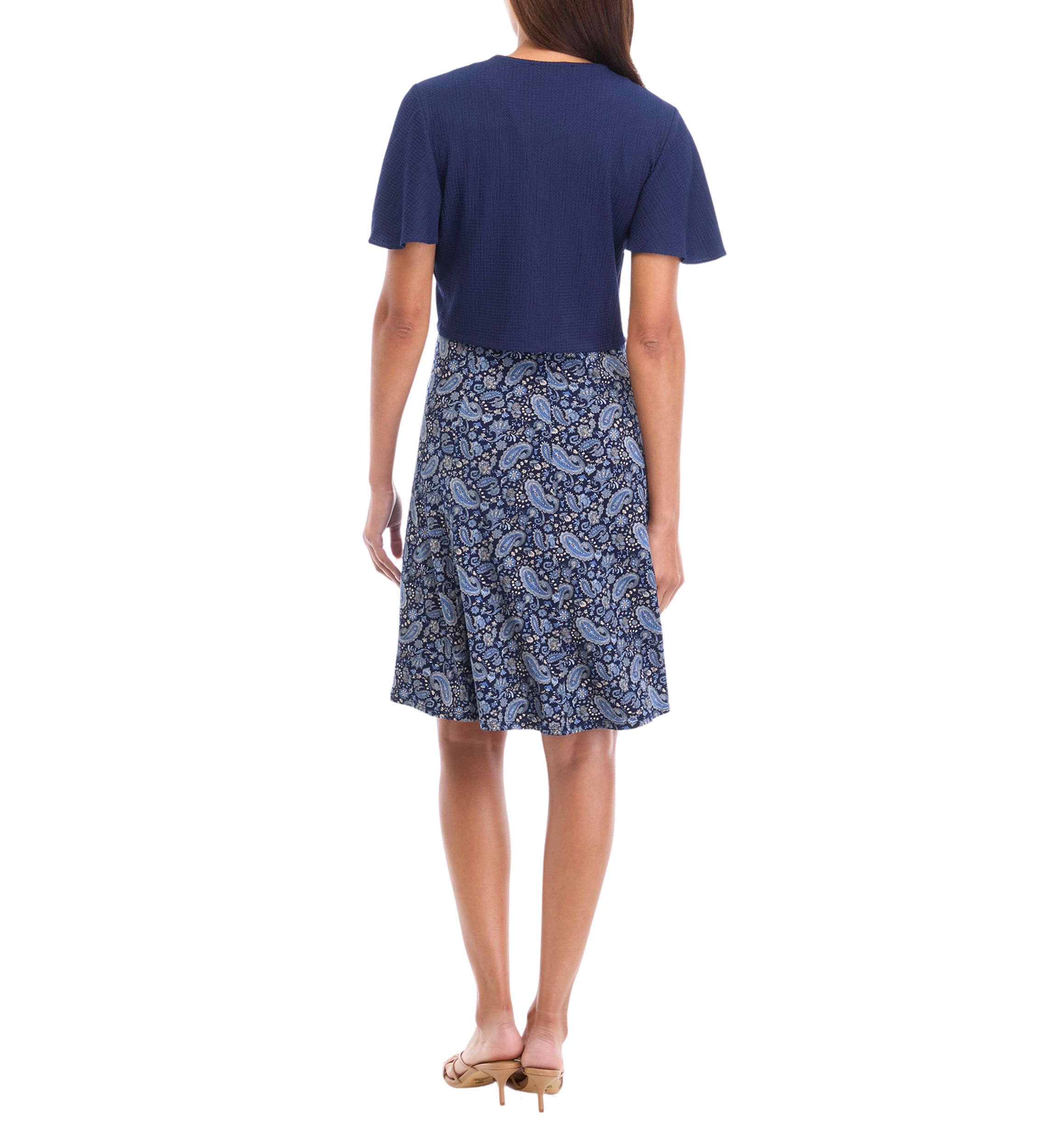 Womens Short Sleeve Crew Neck Printed Jacket Dress