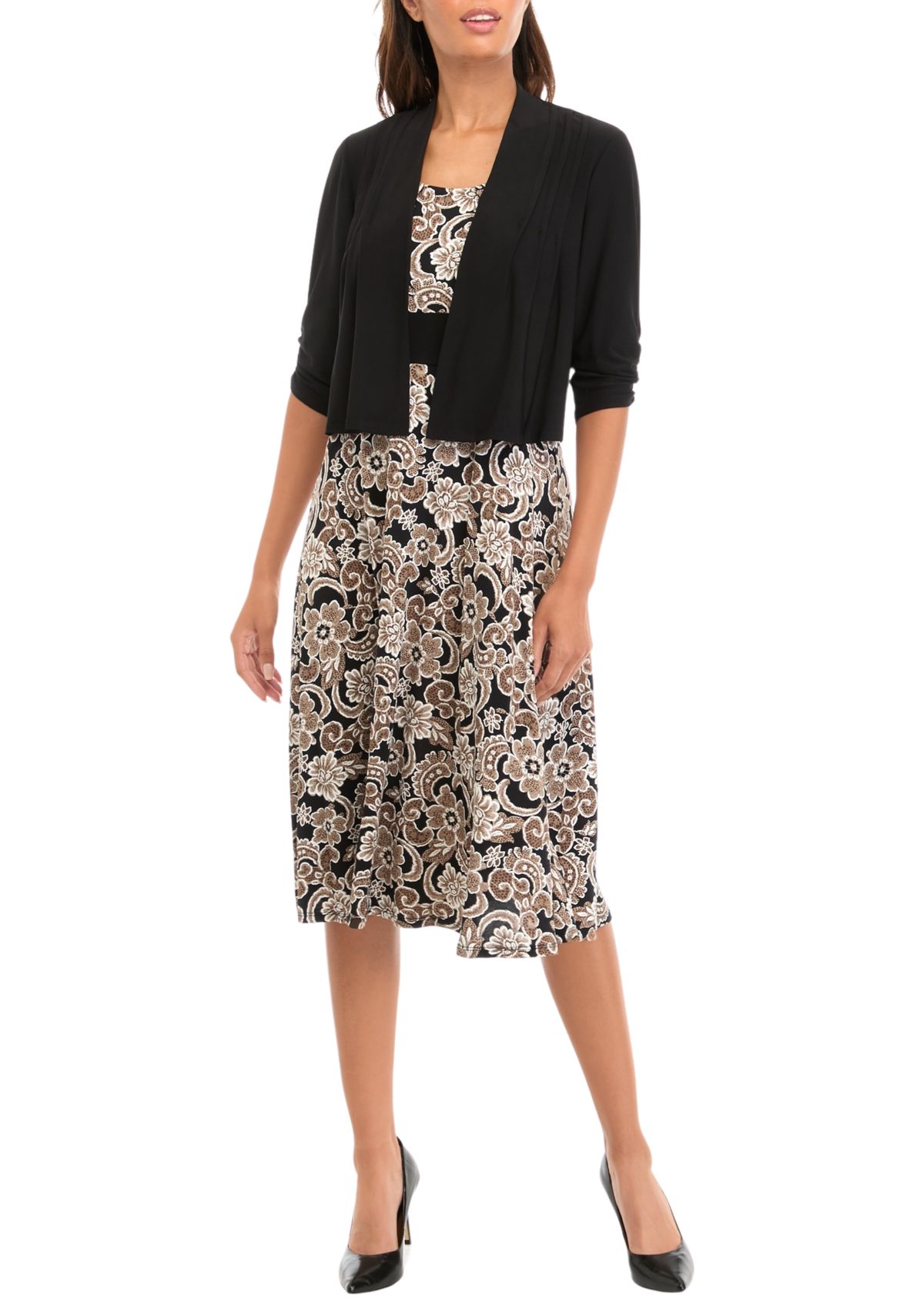 Womens Floral Print Dress with Jacket