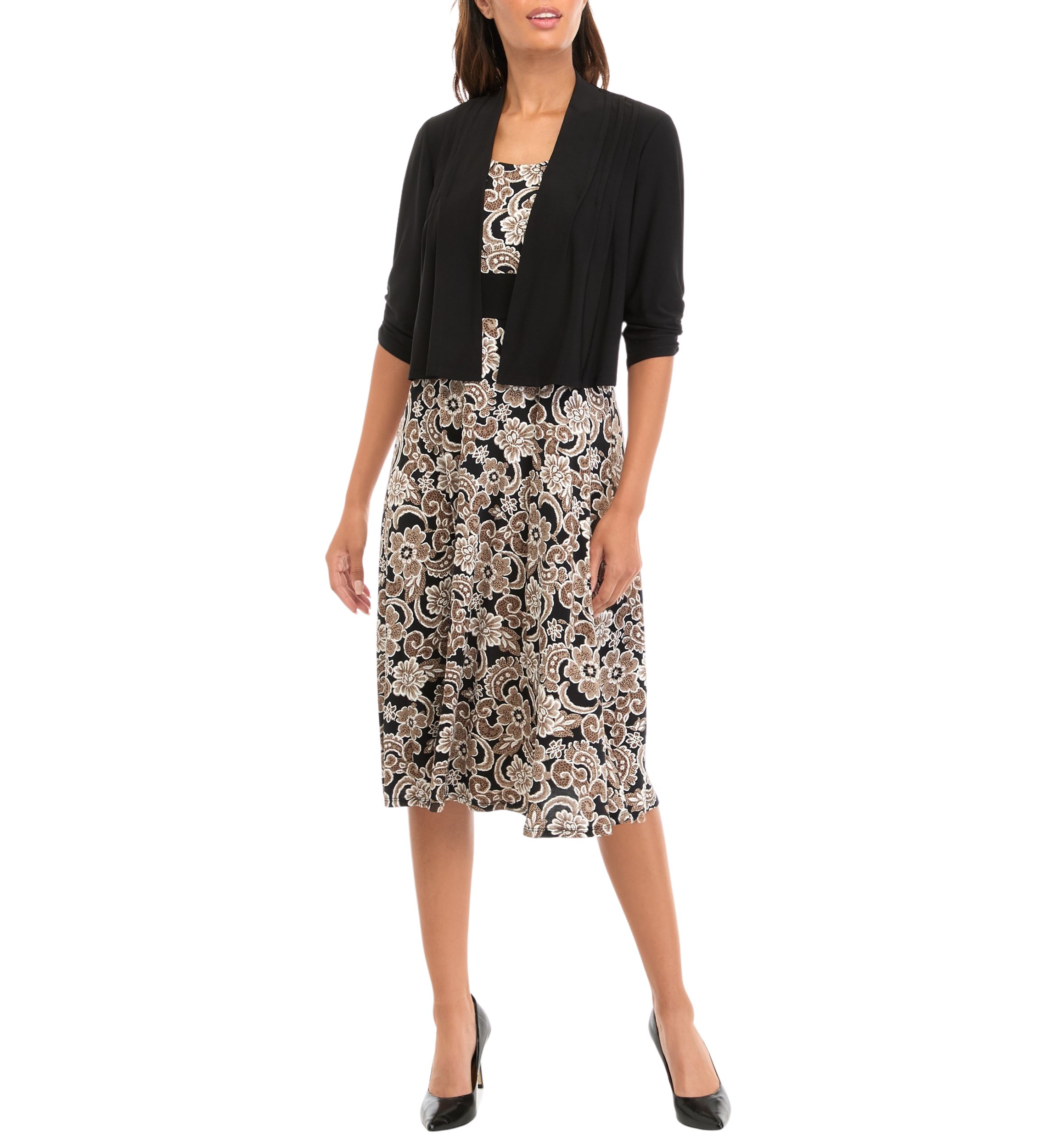 Womens Floral Print Dress with Jacket