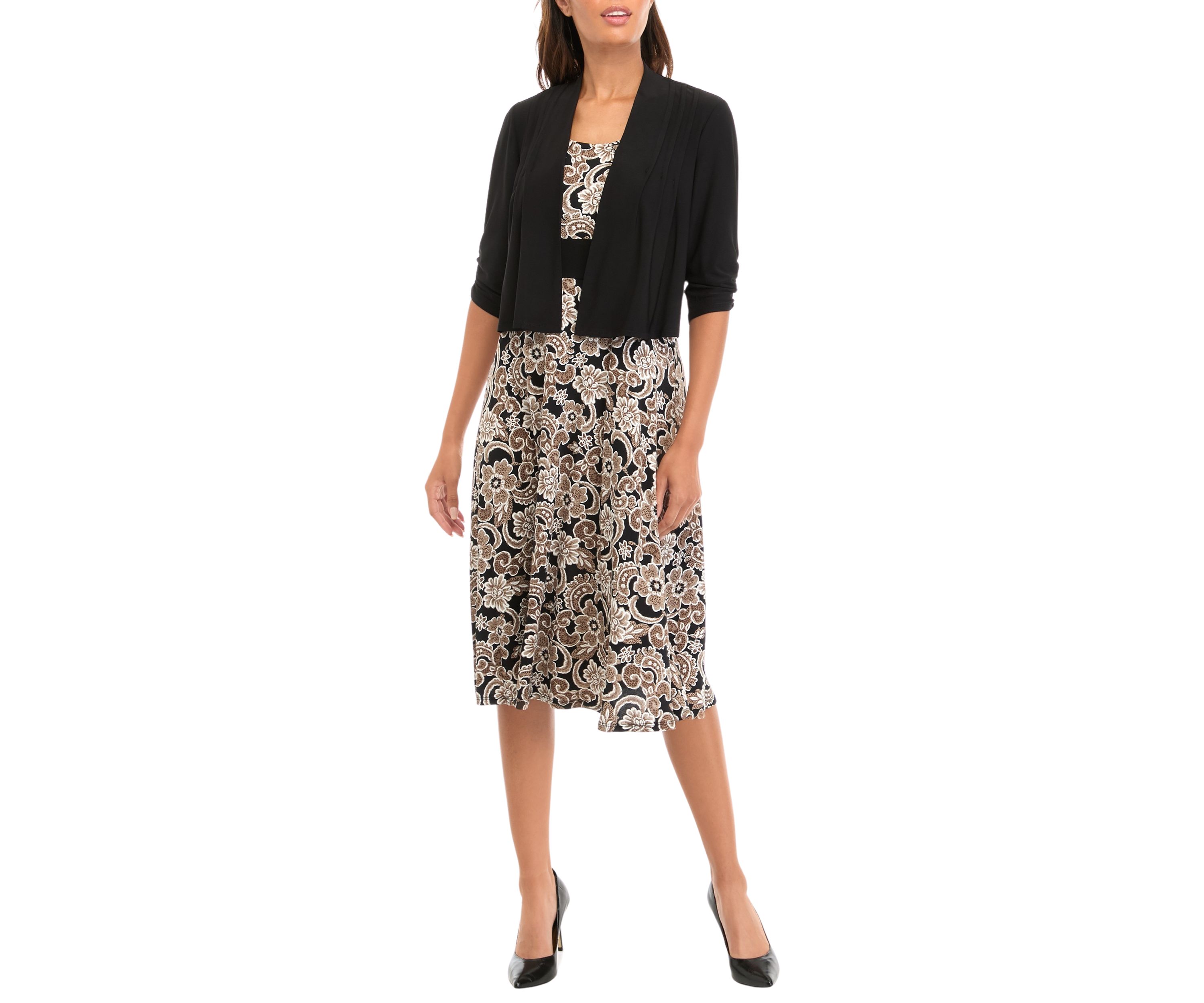 Womens Floral Print Dress with Jacket