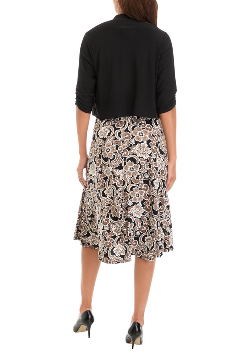 Womens Floral Print Dress with Jacket