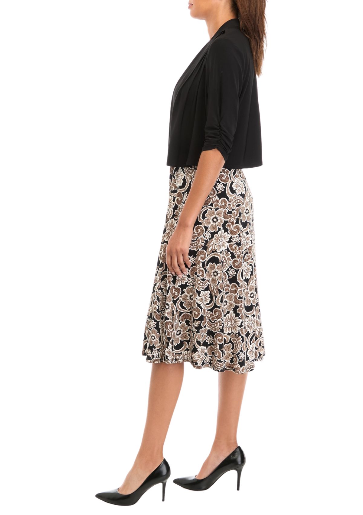 Womens Floral Print Dress with Jacket