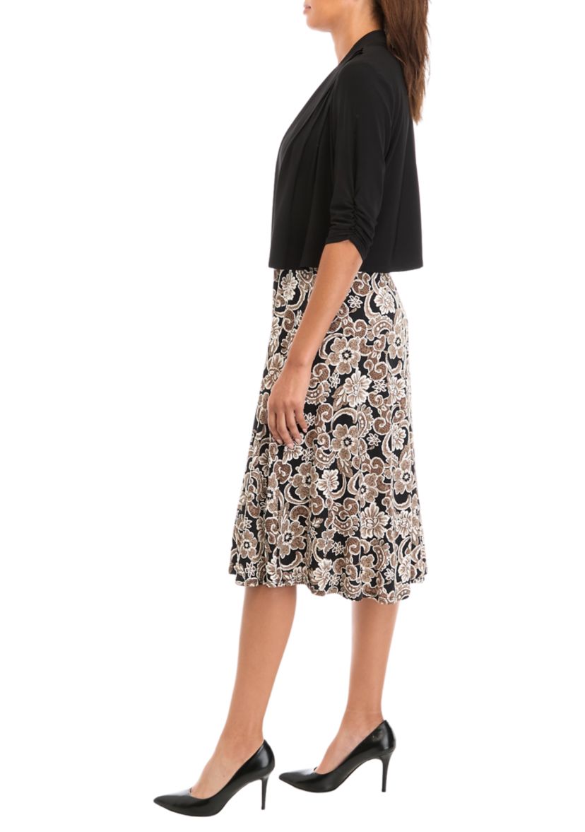 Womens Floral Print Dress with Jacket