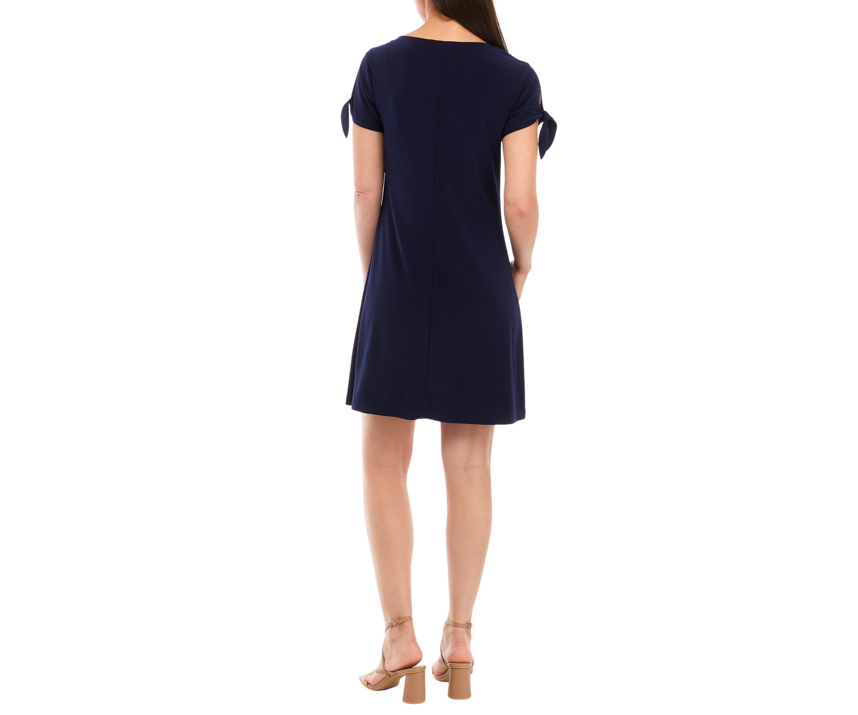 Womens Short Tie Sleeve A-Line Dress