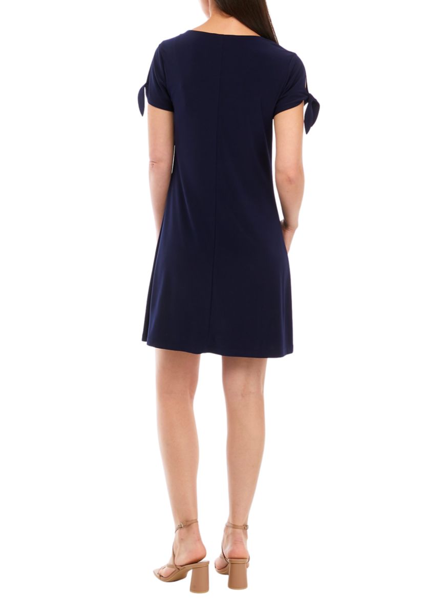 Womens Short Tie Sleeve A-Line Dress