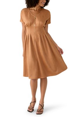 Perceptions Women's Short Sleeve A-Line Zipper Dress, XL
