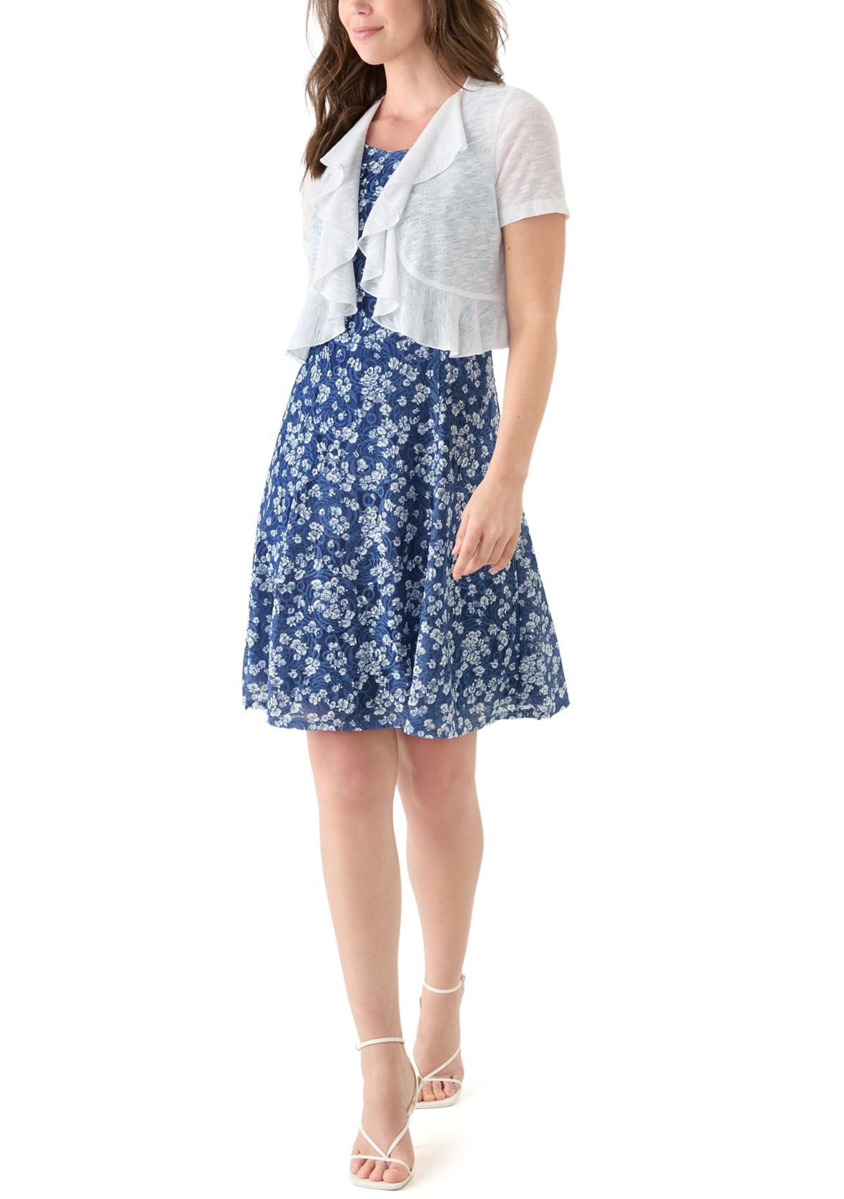 Womens Short Sleeve Ditsy Floral Dress with Jacket