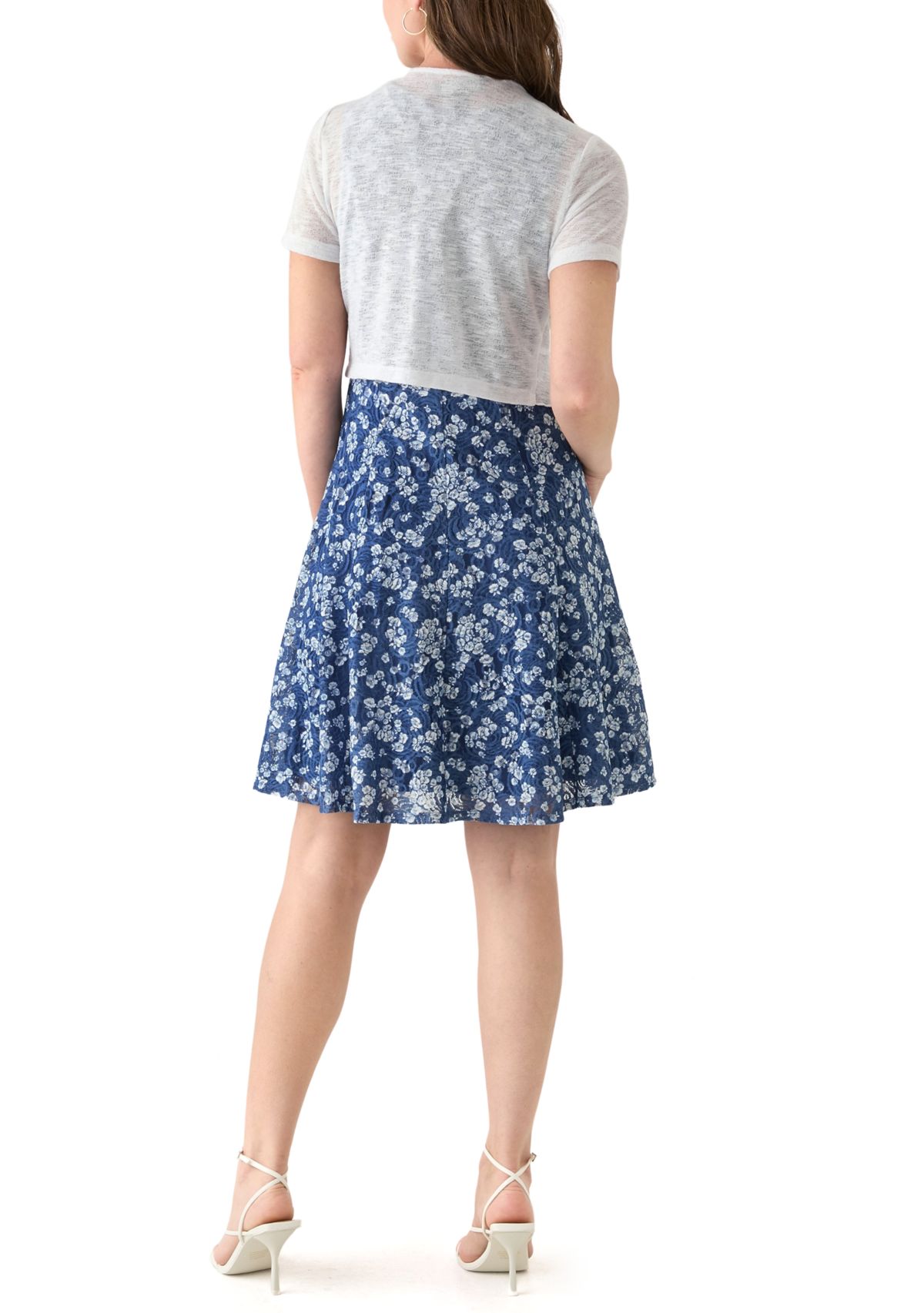 Womens Short Sleeve Ditsy Floral Dress with Jacket