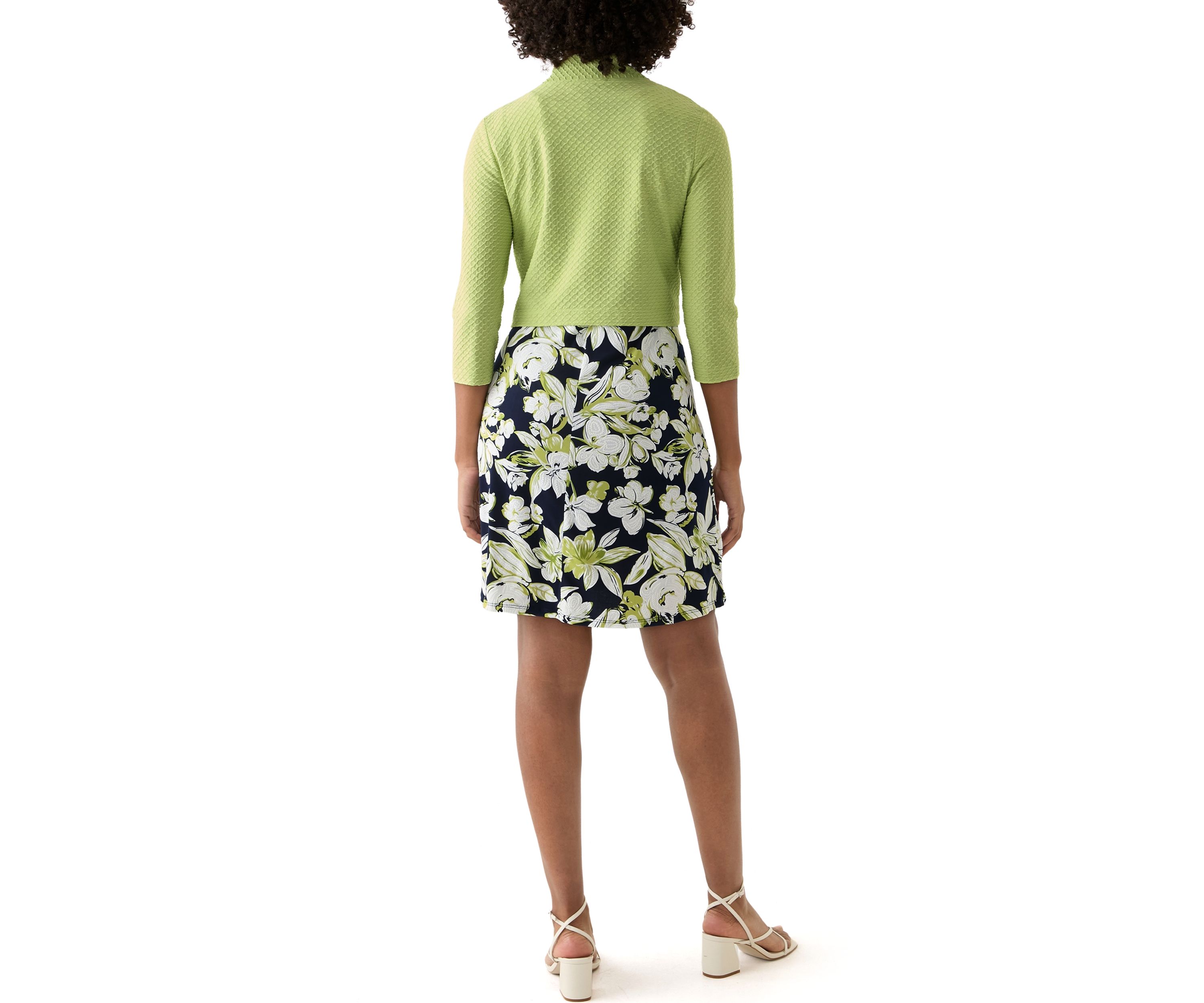 Womens Floral Dress with Solid Jacket