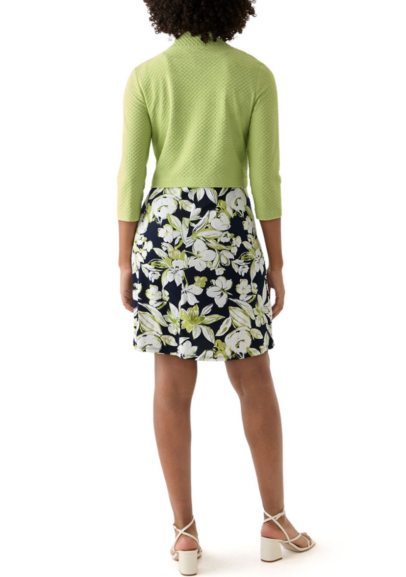 Womens Floral Dress with Solid Jacket