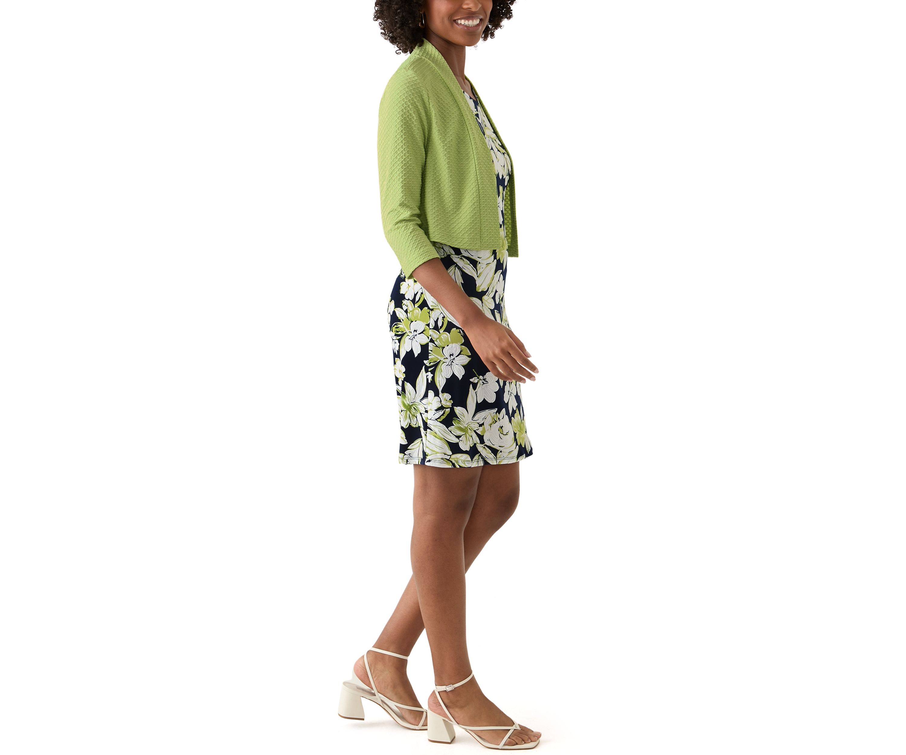 Womens Floral Dress with Solid Jacket