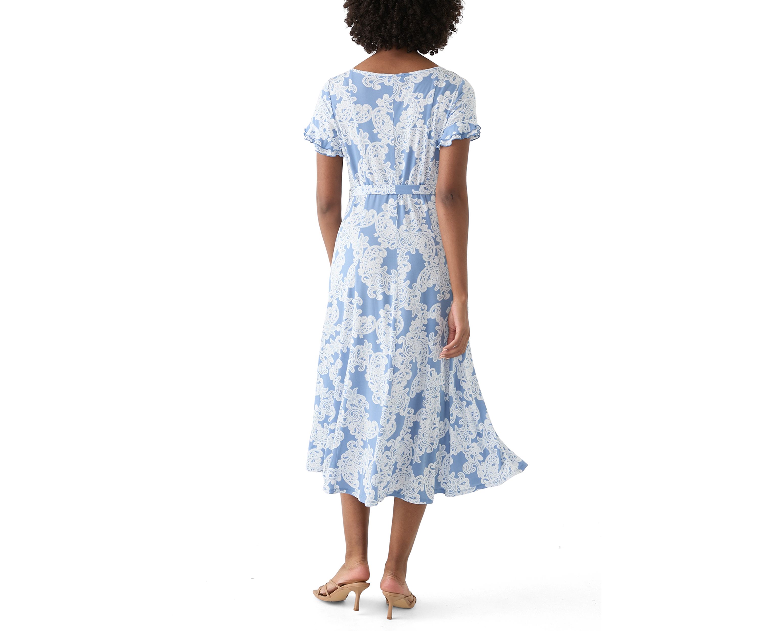 Womens Flutter Sleeve Floral Print Dress