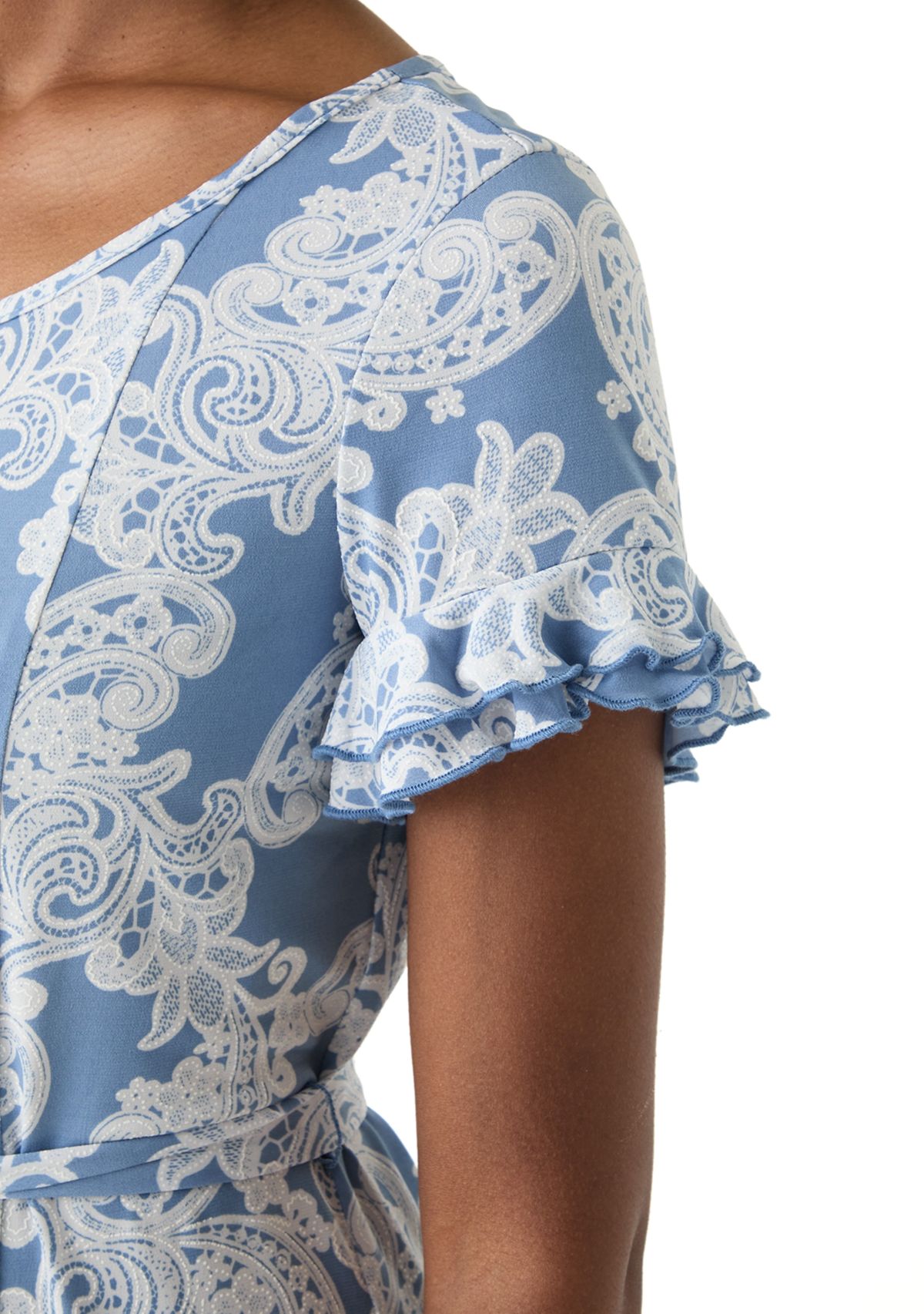 Womens Flutter Sleeve Floral Print Dress