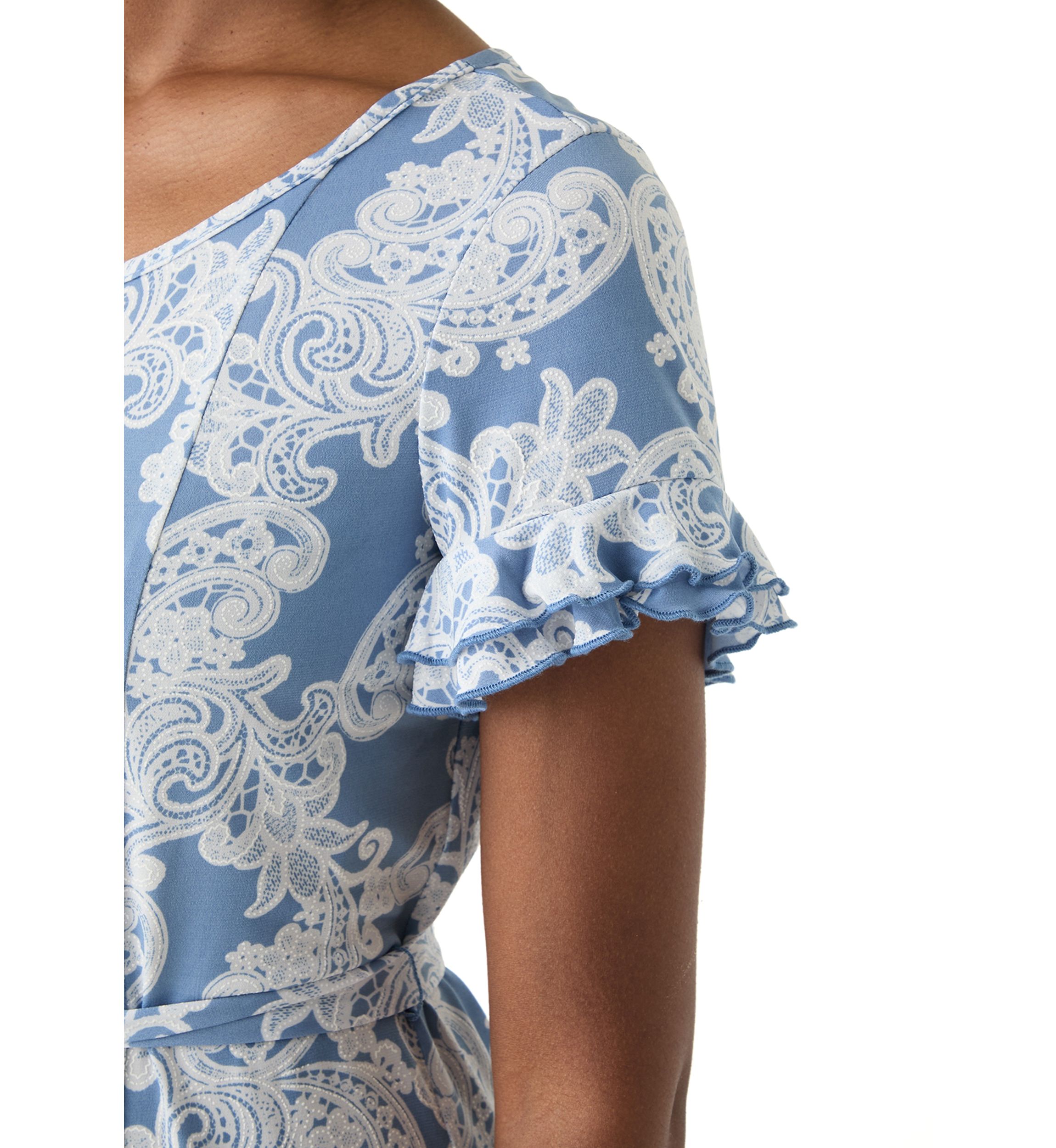 Womens Flutter Sleeve Floral Print Dress